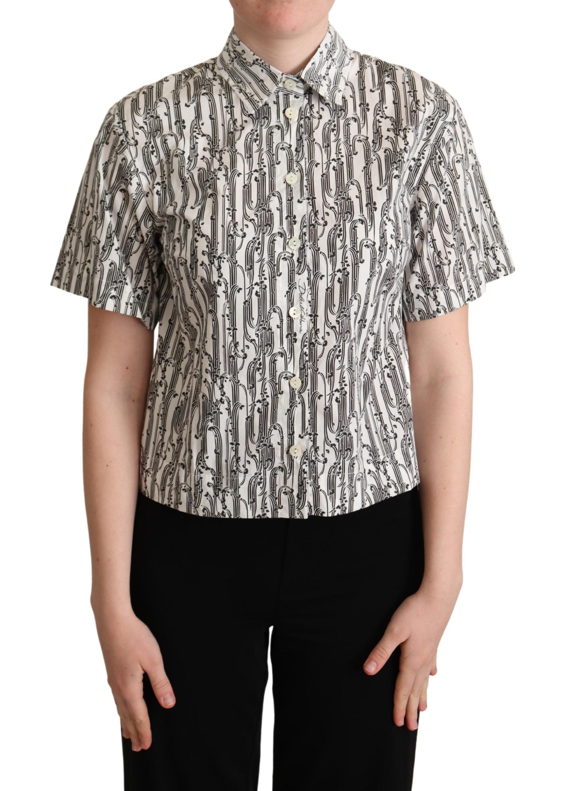 Blusa con cuello y estampado floral blanco de Dolce & Gabbana