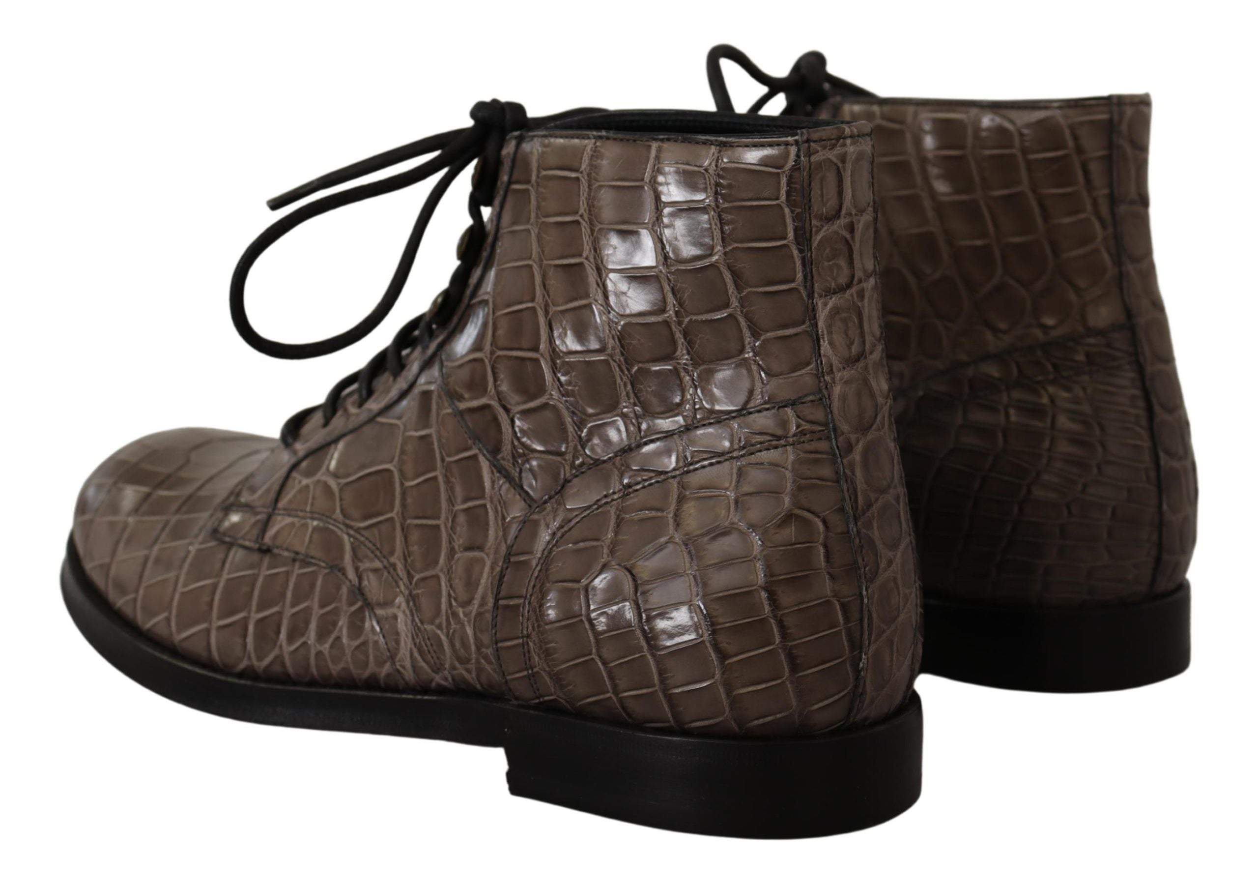 Botas Derby de piel de cocodrilo gris de Dolce & Gabbana