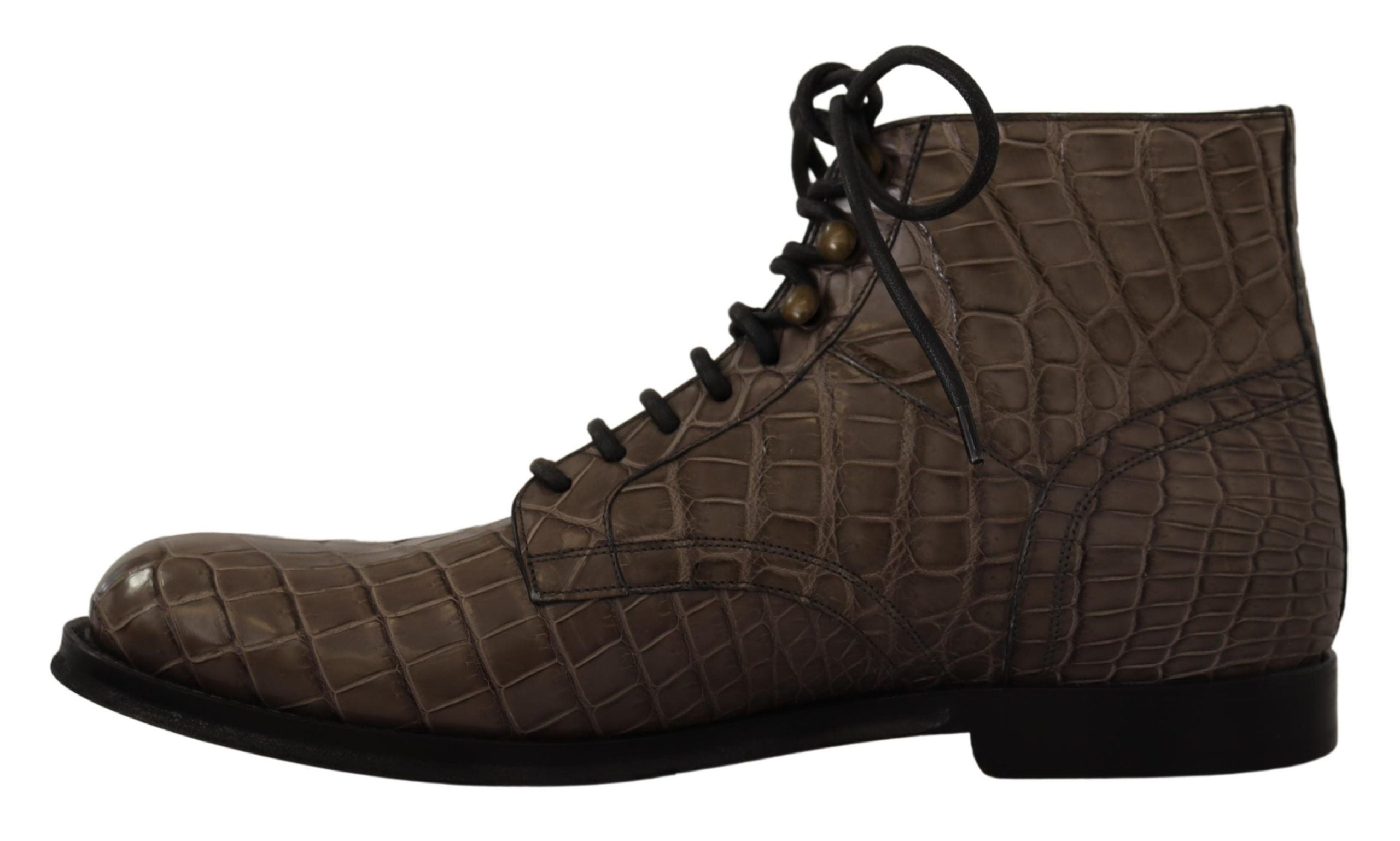 Botas Derby de piel de cocodrilo gris de Dolce & Gabbana