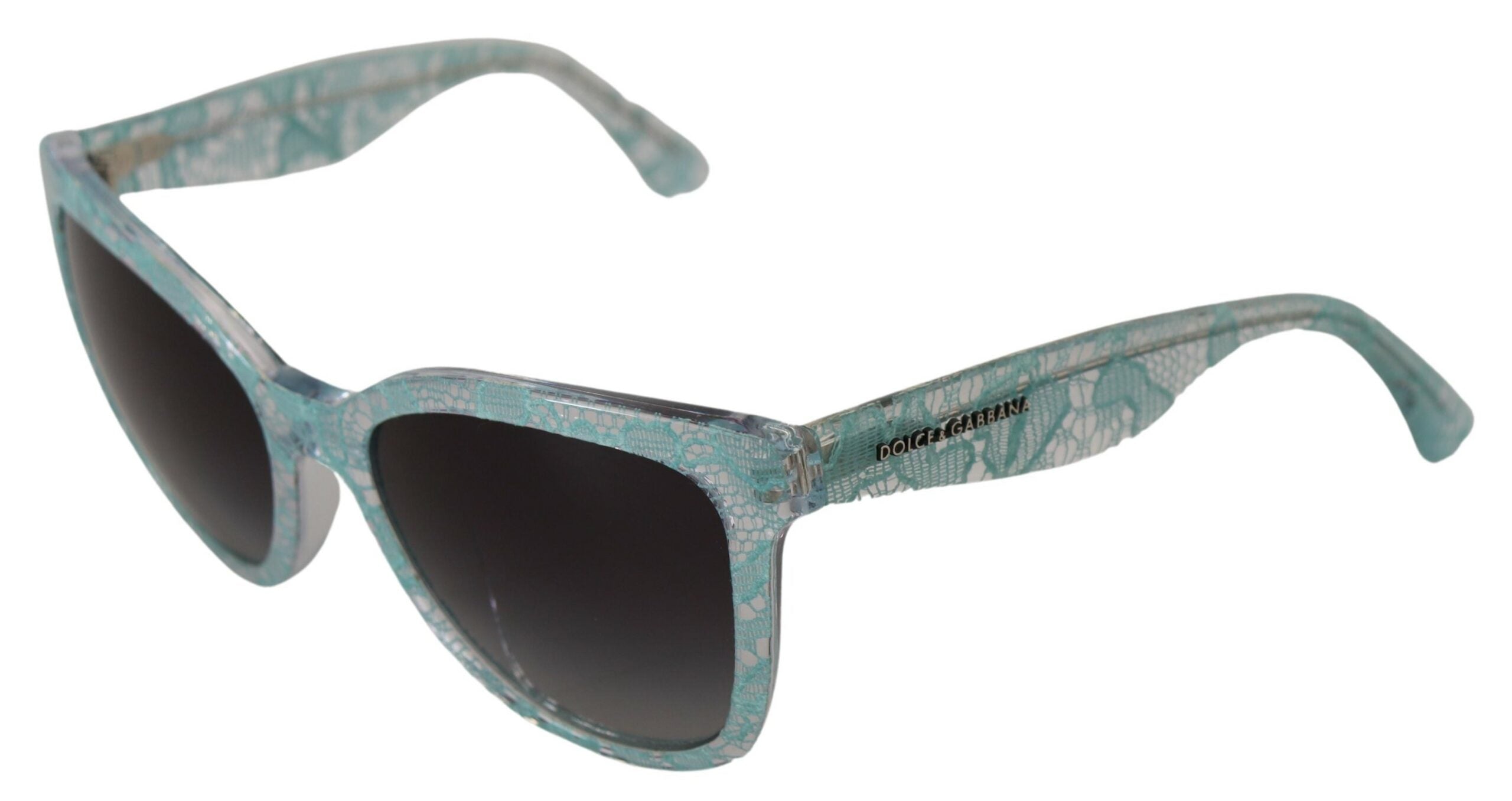 Dolce & Gabbana Blue Lace Crystal Acetate Butterfly Sunglasses