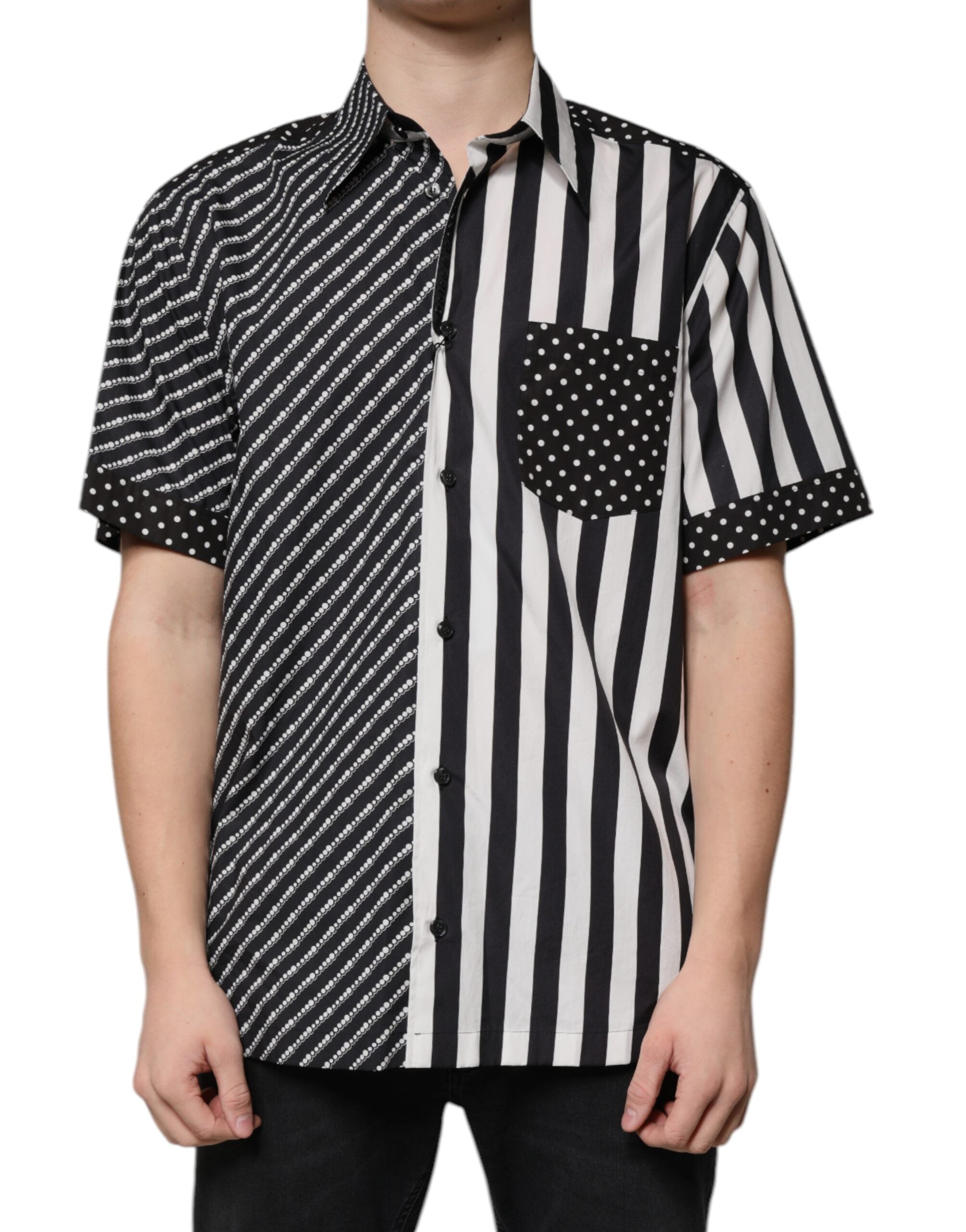 Camisa informal con botones y rayas blancas y negras de Dolce & Gabbana