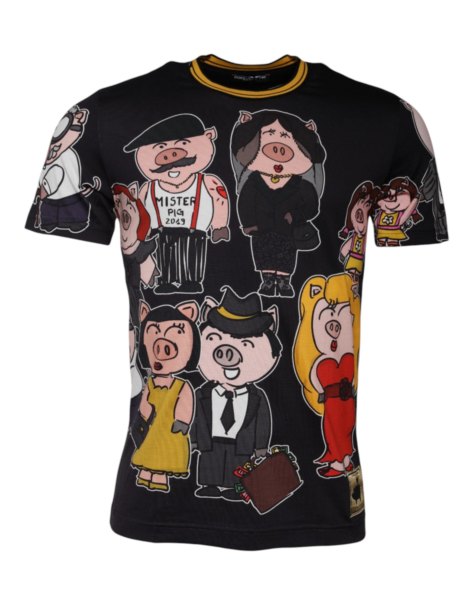 Camiseta negra de cuello redondo Dolce & Gabbana "Año del Cerdo 2019"