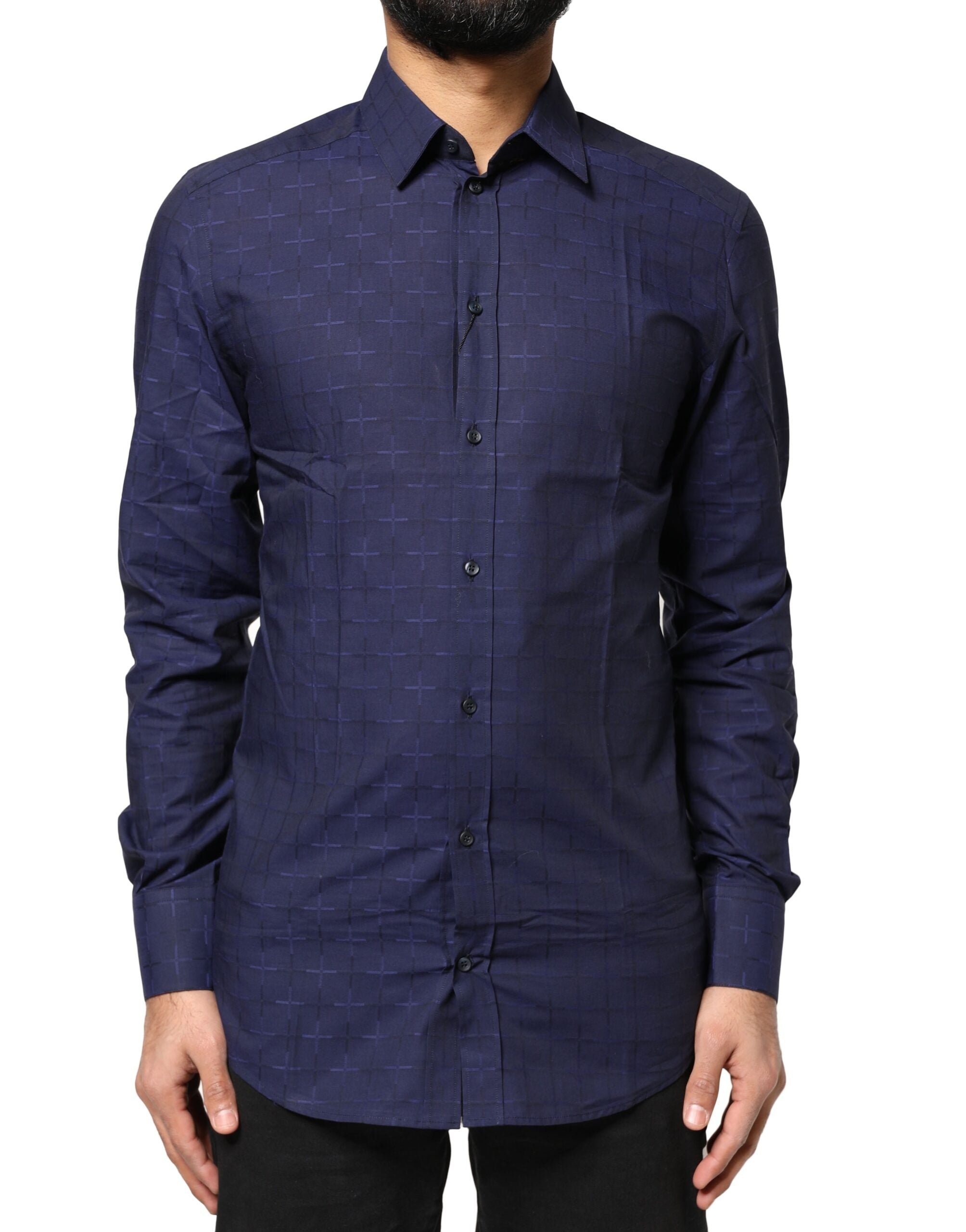 Camisa formal Dolce & Gabbana con cuadros escoceses azules dorados