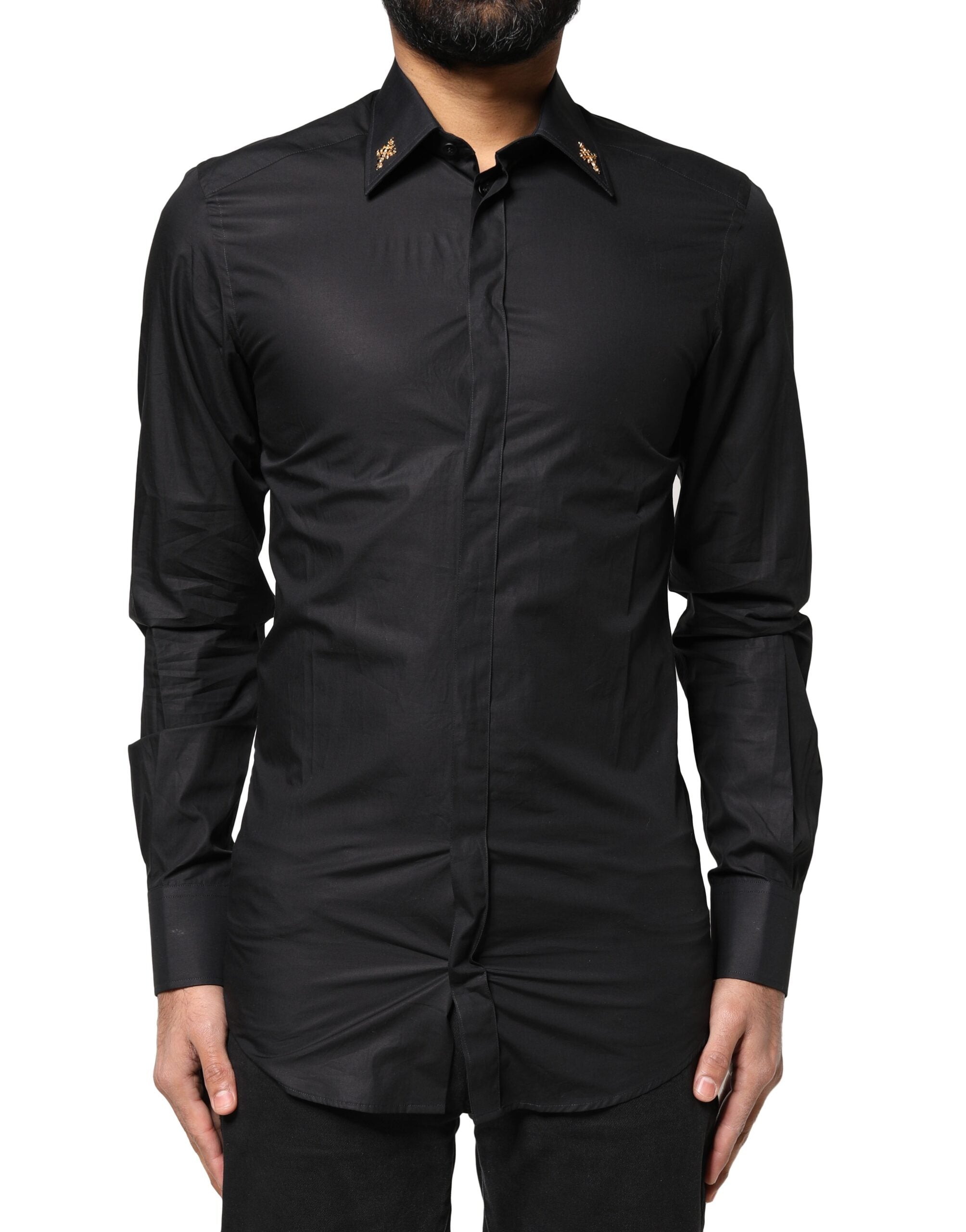 Camisa de vestir Dolce & Gabbana para hombre con cruz dorada negra