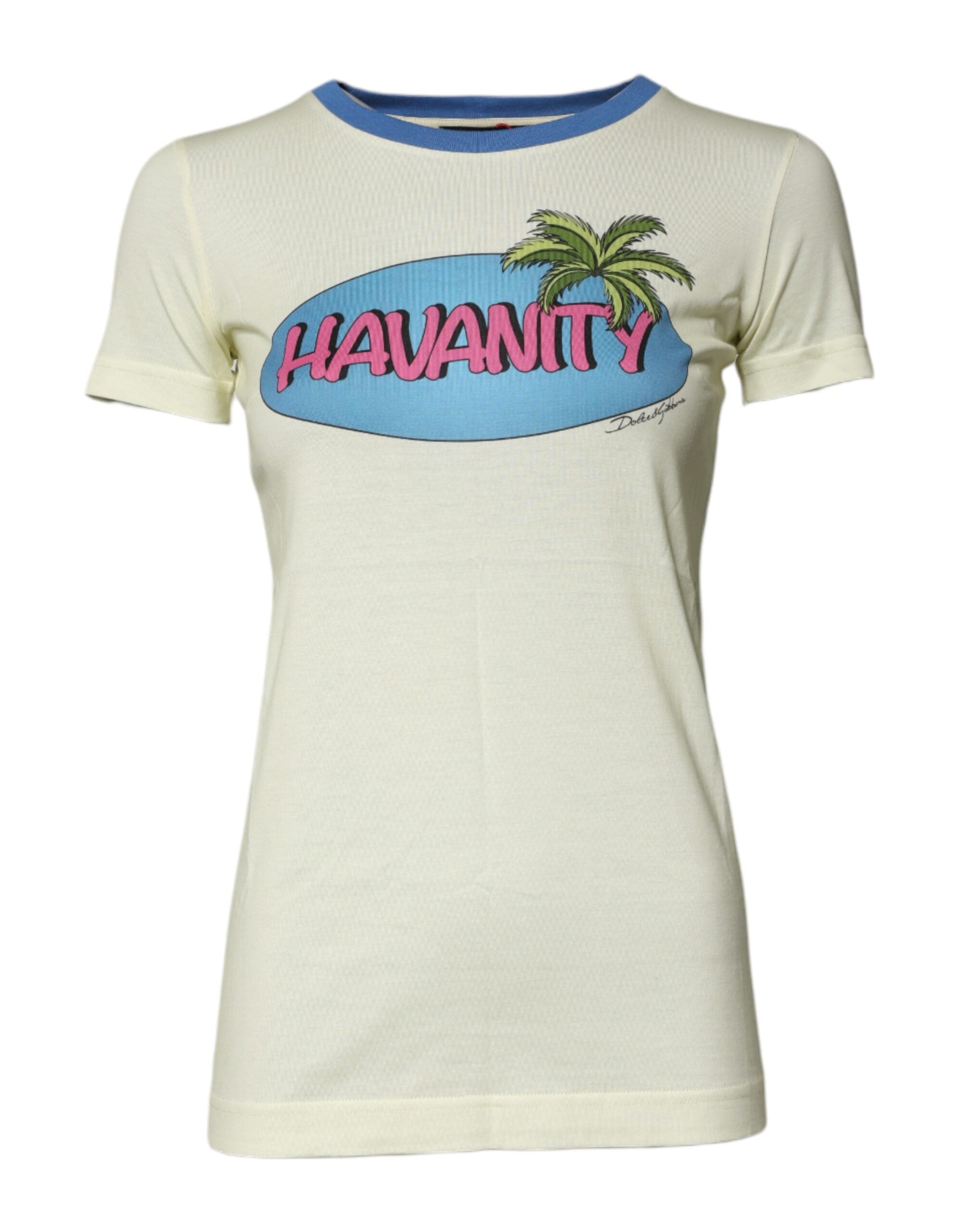 Camiseta de manga corta de algodón amarillo claro de Dolce & Gabbana