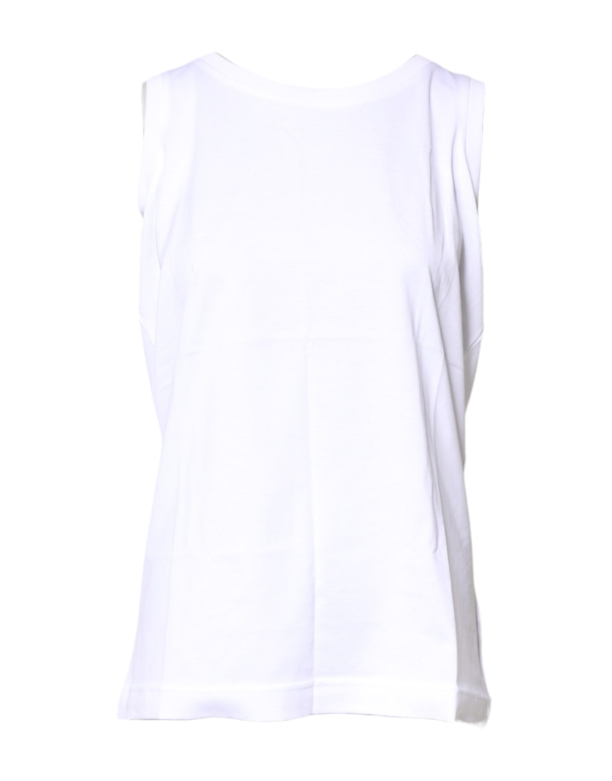 Camiseta blanca sin mangas de algodón con cuello redondo de Dolce & Gabbana