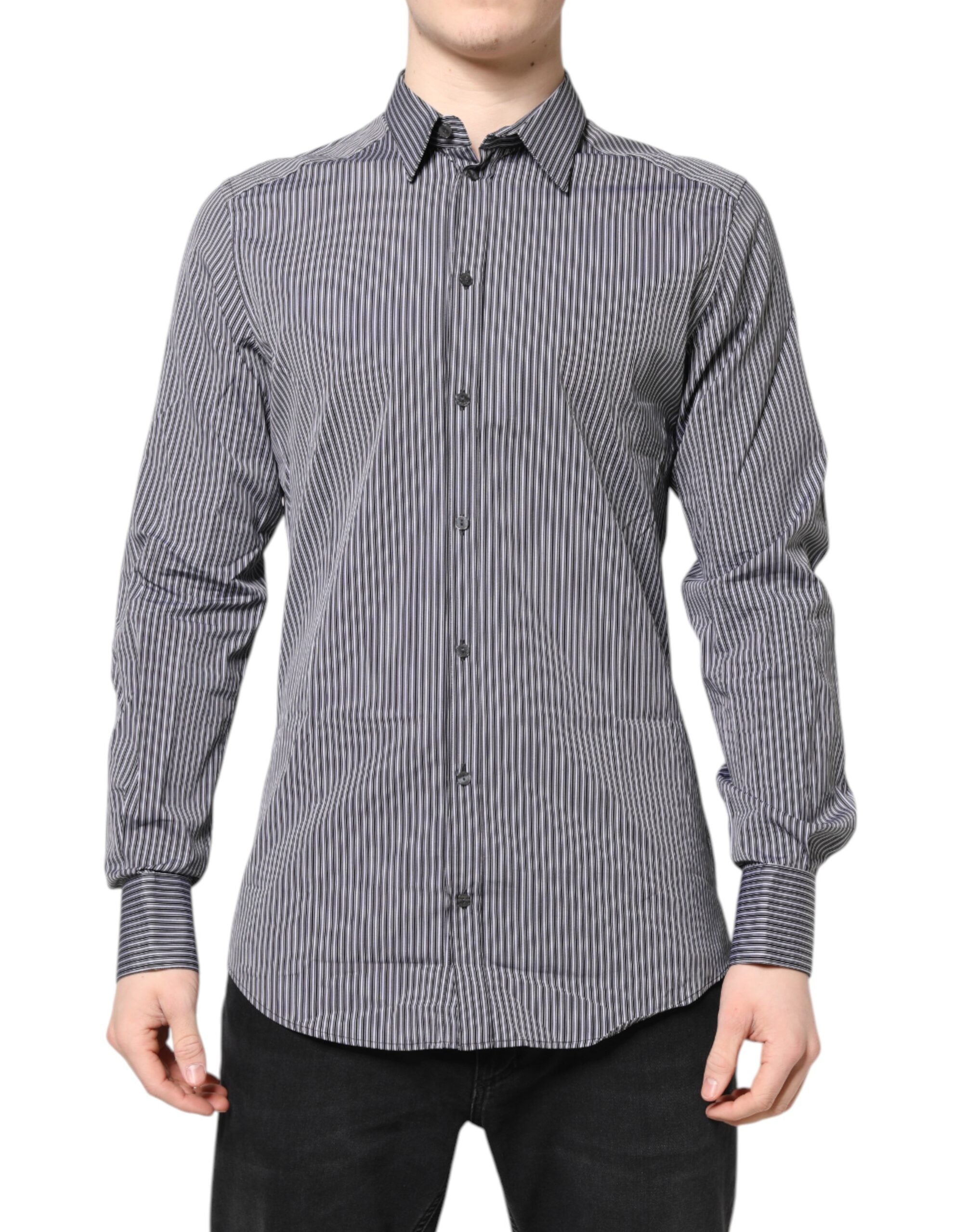 Camisa formal Dolce & Gabbana con rayas blancas y negras doradas