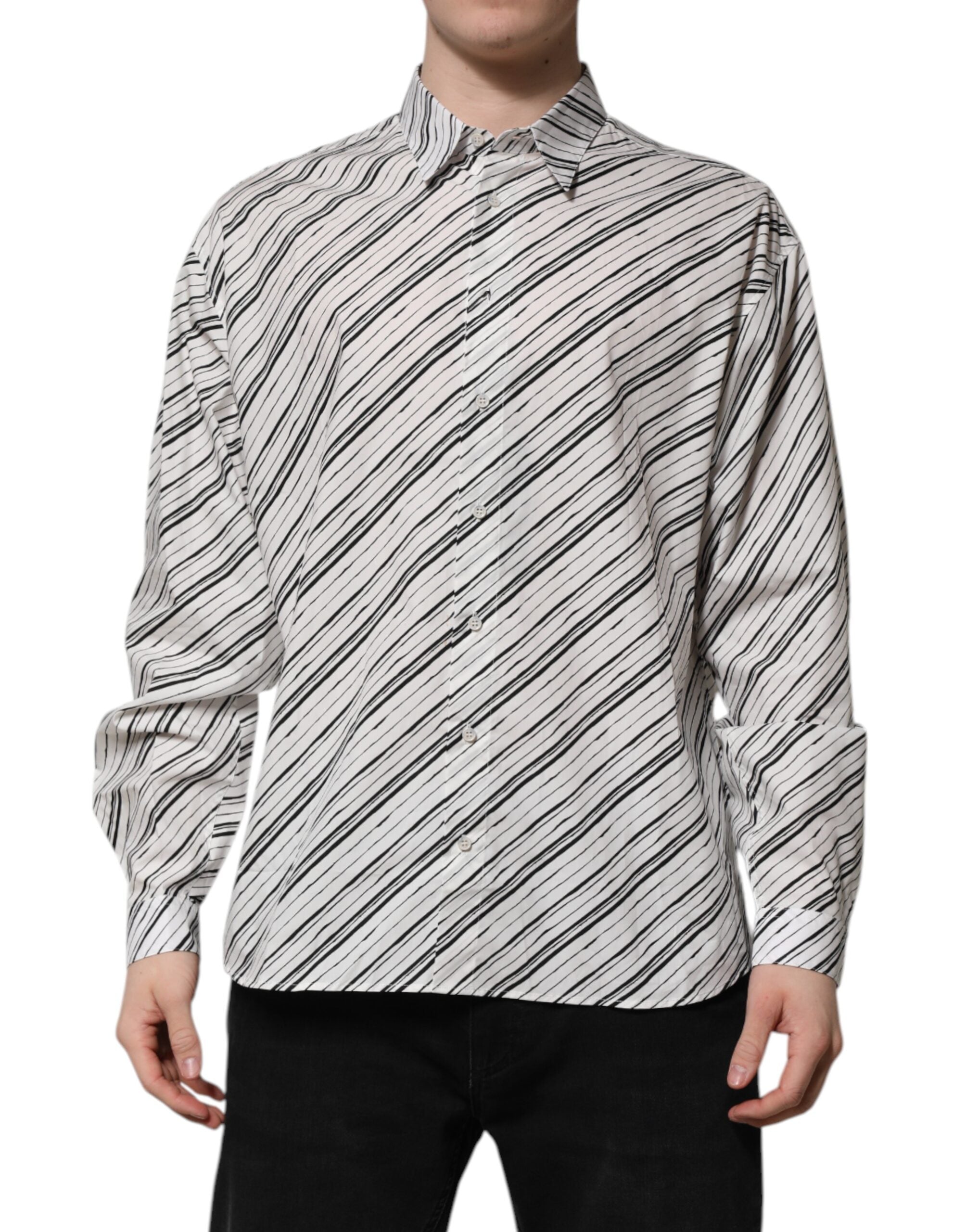 Camisa formal de manga larga a rayas blancas para hombre de Dolce & Gabbana