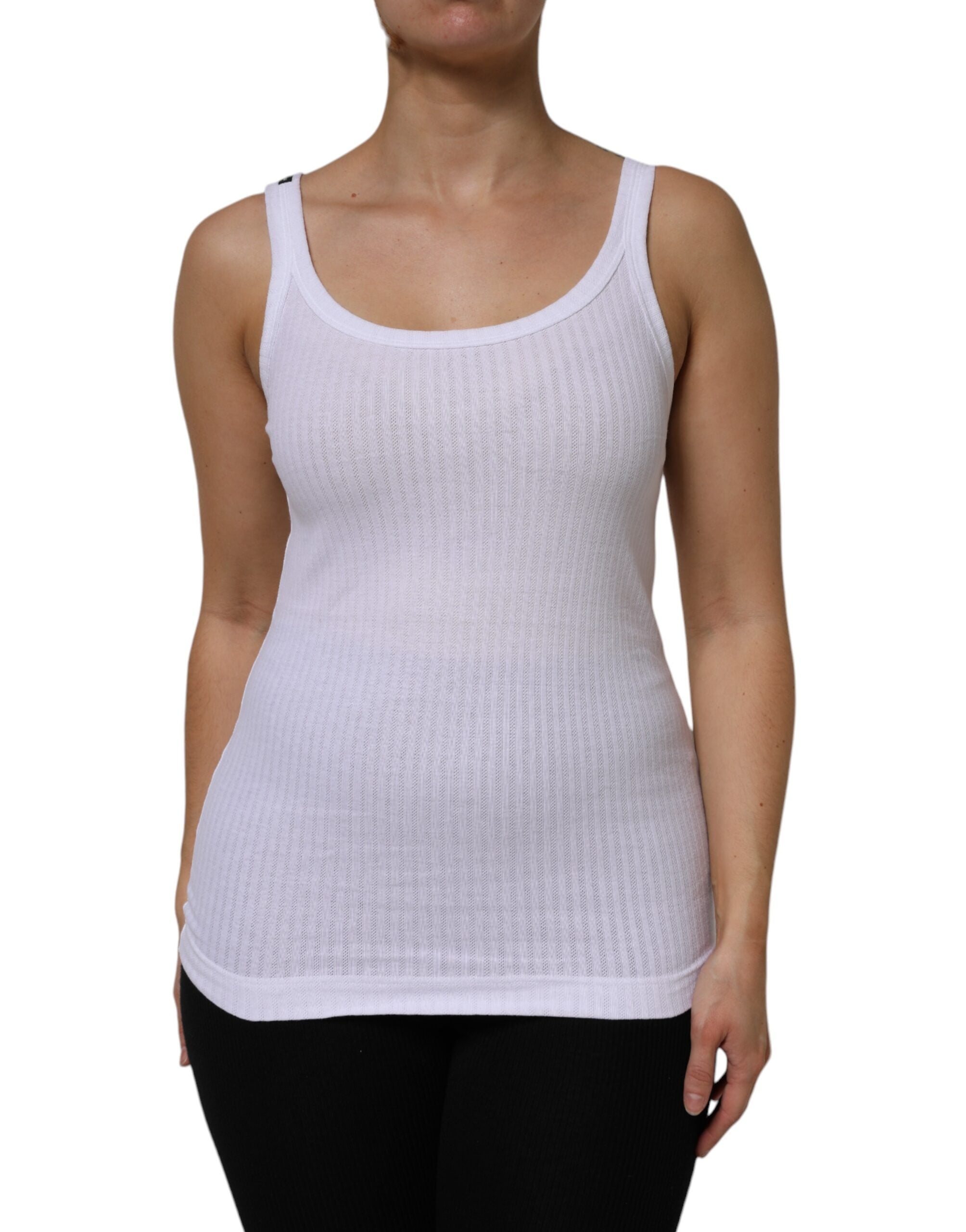 Camiseta sin mangas de cuello redondo de algodón blanco Dolce & Gabbana