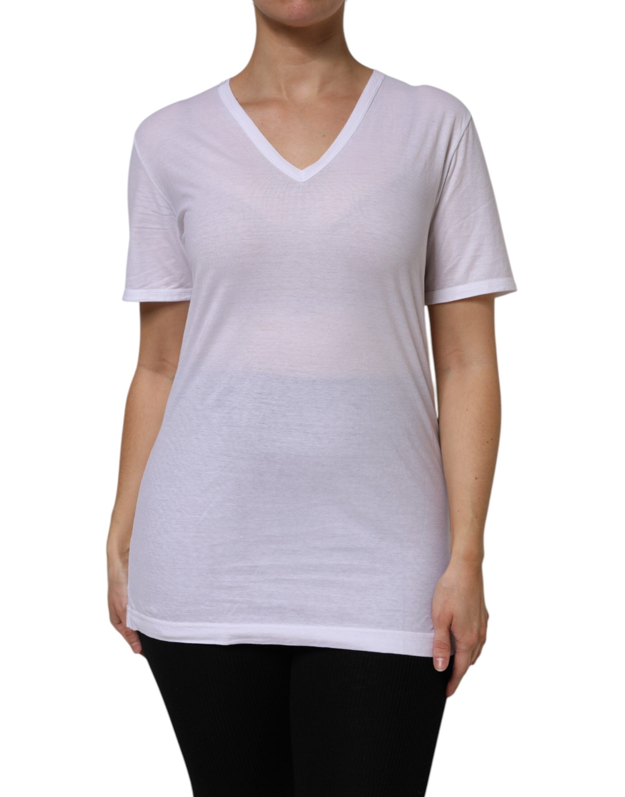 Camiseta Dolce & Gabbana de algodón blanco de manga corta con cuello en V