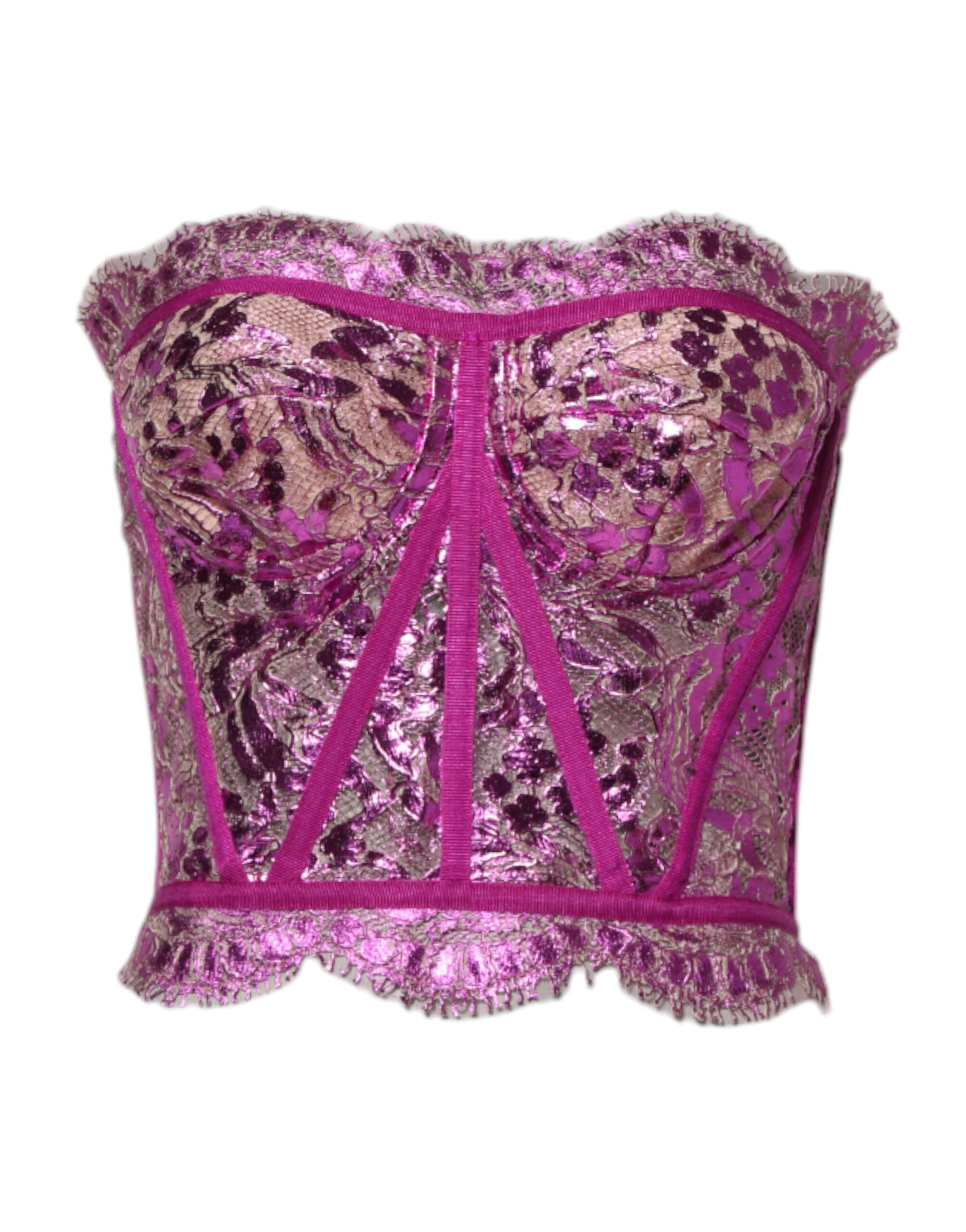 Blusa con corsé sin mangas y bustier rosa de Dolce & Gabbana