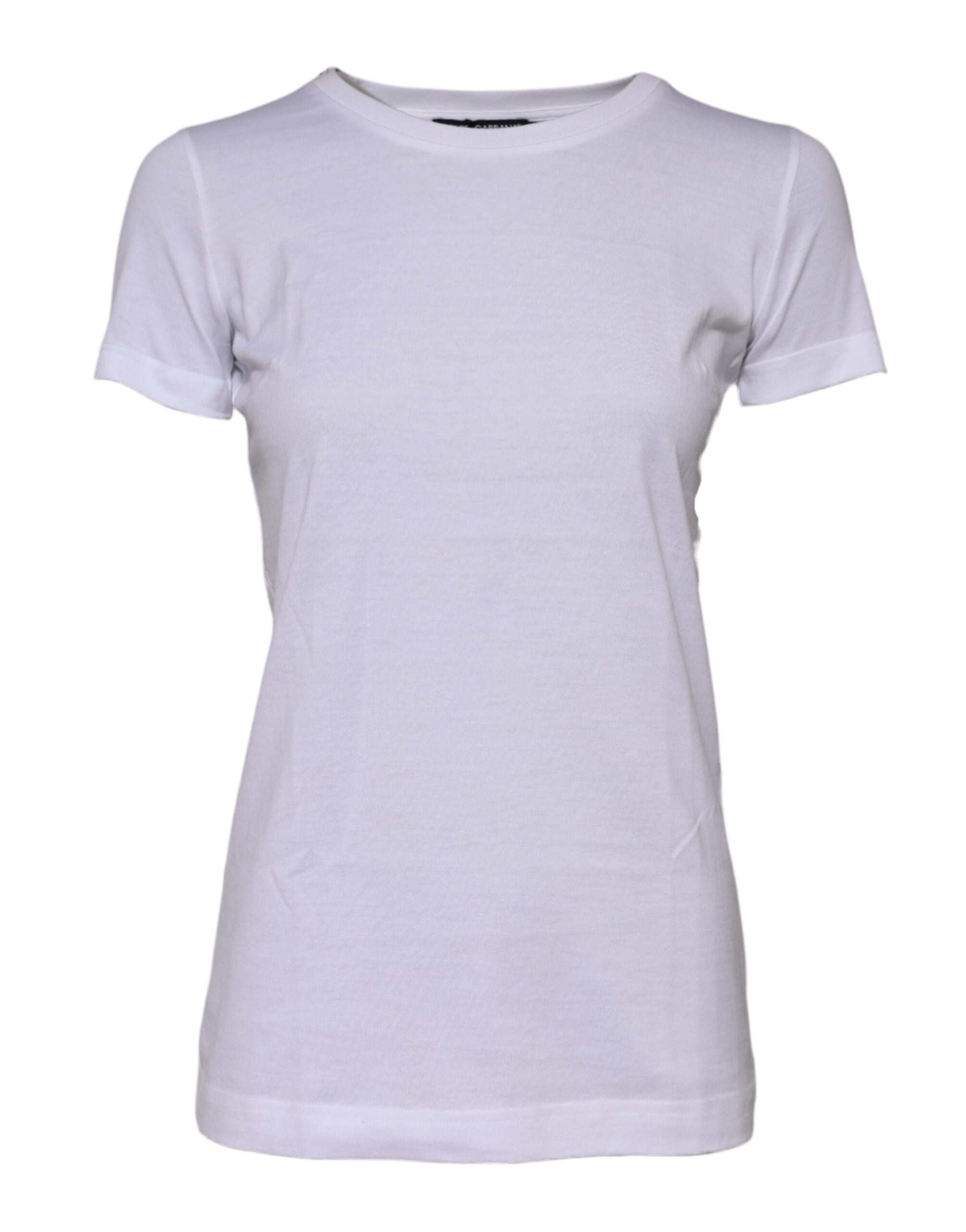 Camiseta blanca de algodón con cuello redondo y manga corta de Dolce & Gabbana