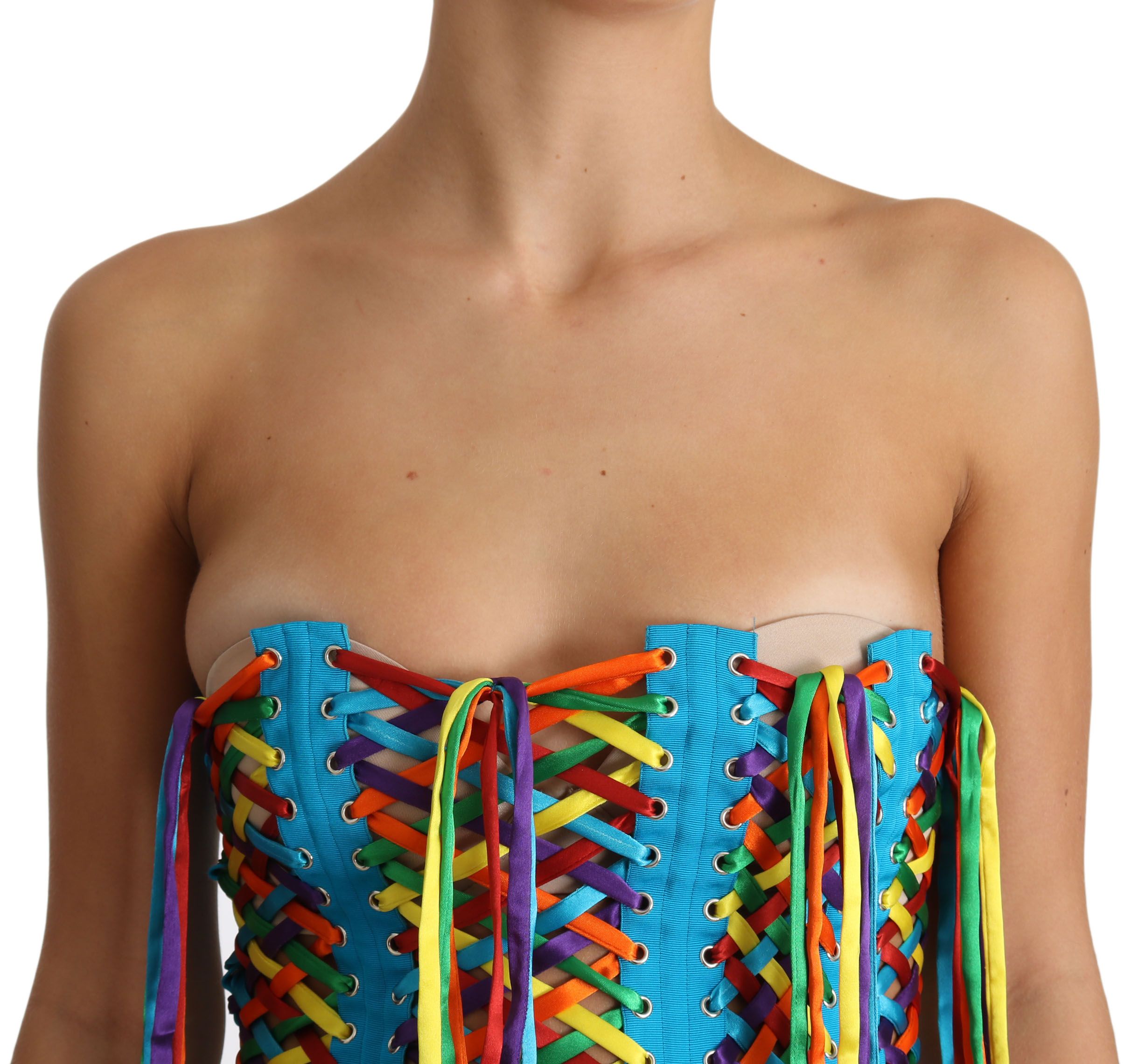 Top corsé de poliéster con corpiño y tiras multicolor de Dolce &amp; Gabbana