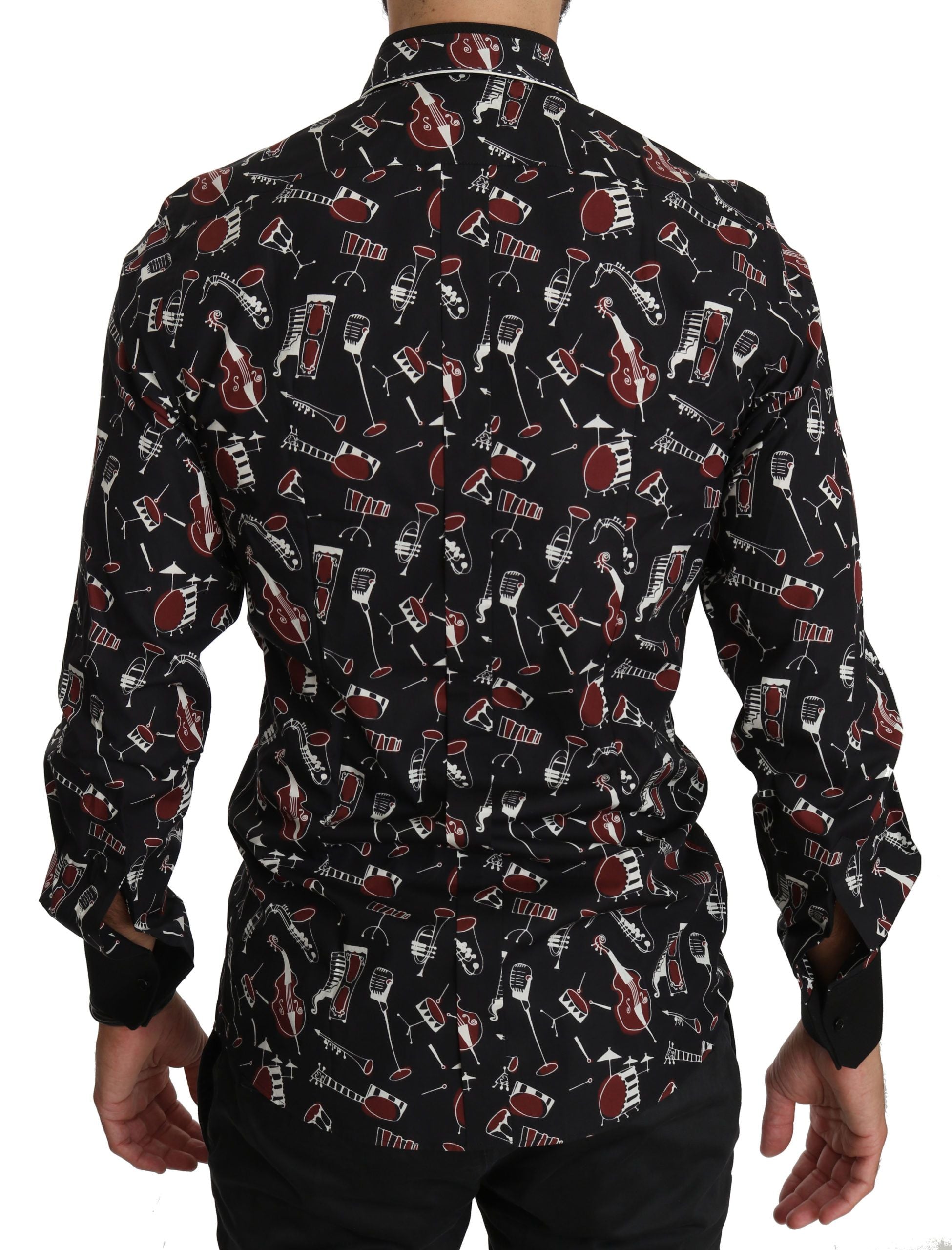 Camisa ajustada negra con instrumentos musicales de Dolce &amp; Gabbana