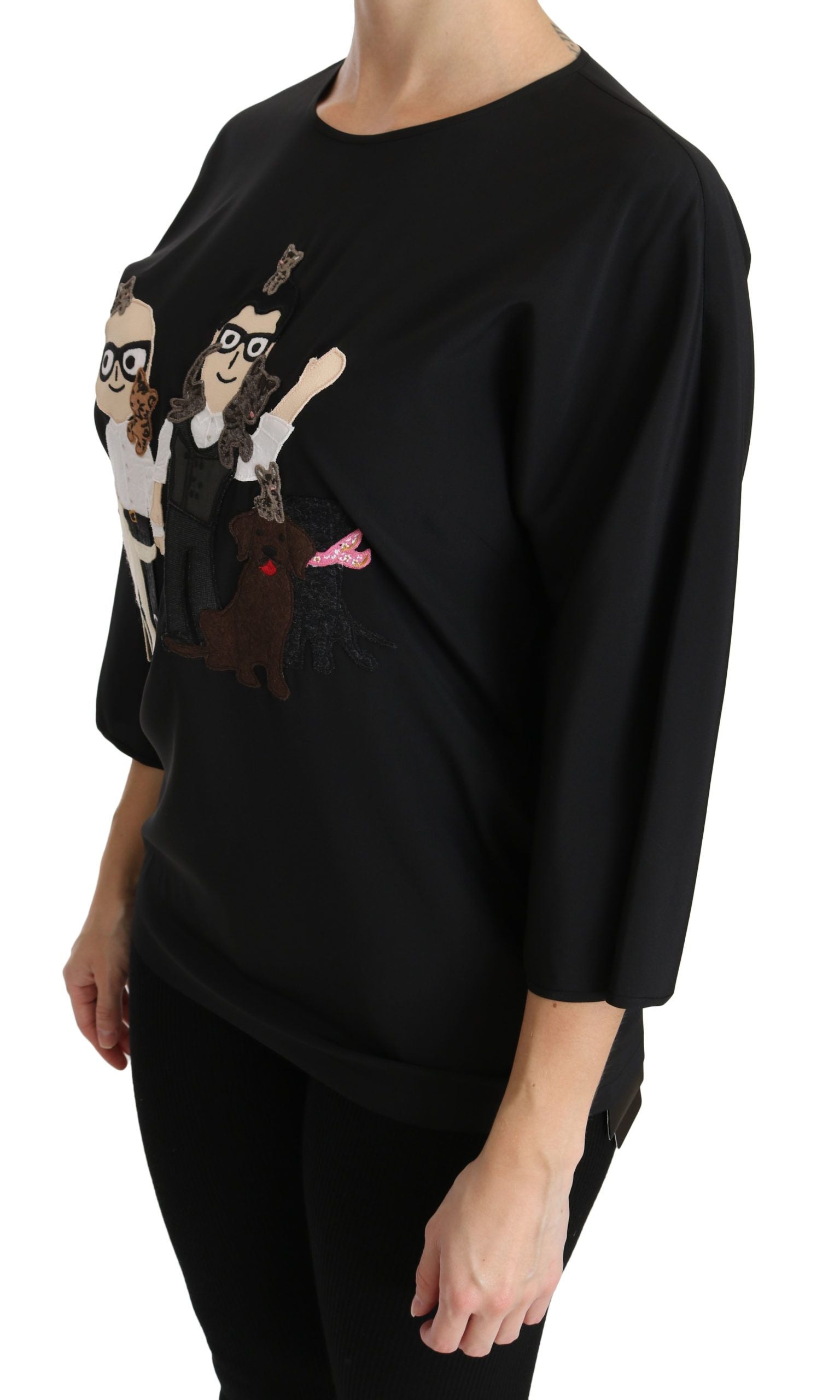 Blusa de seda negra Dolce &amp; Gabbana #dgfamily