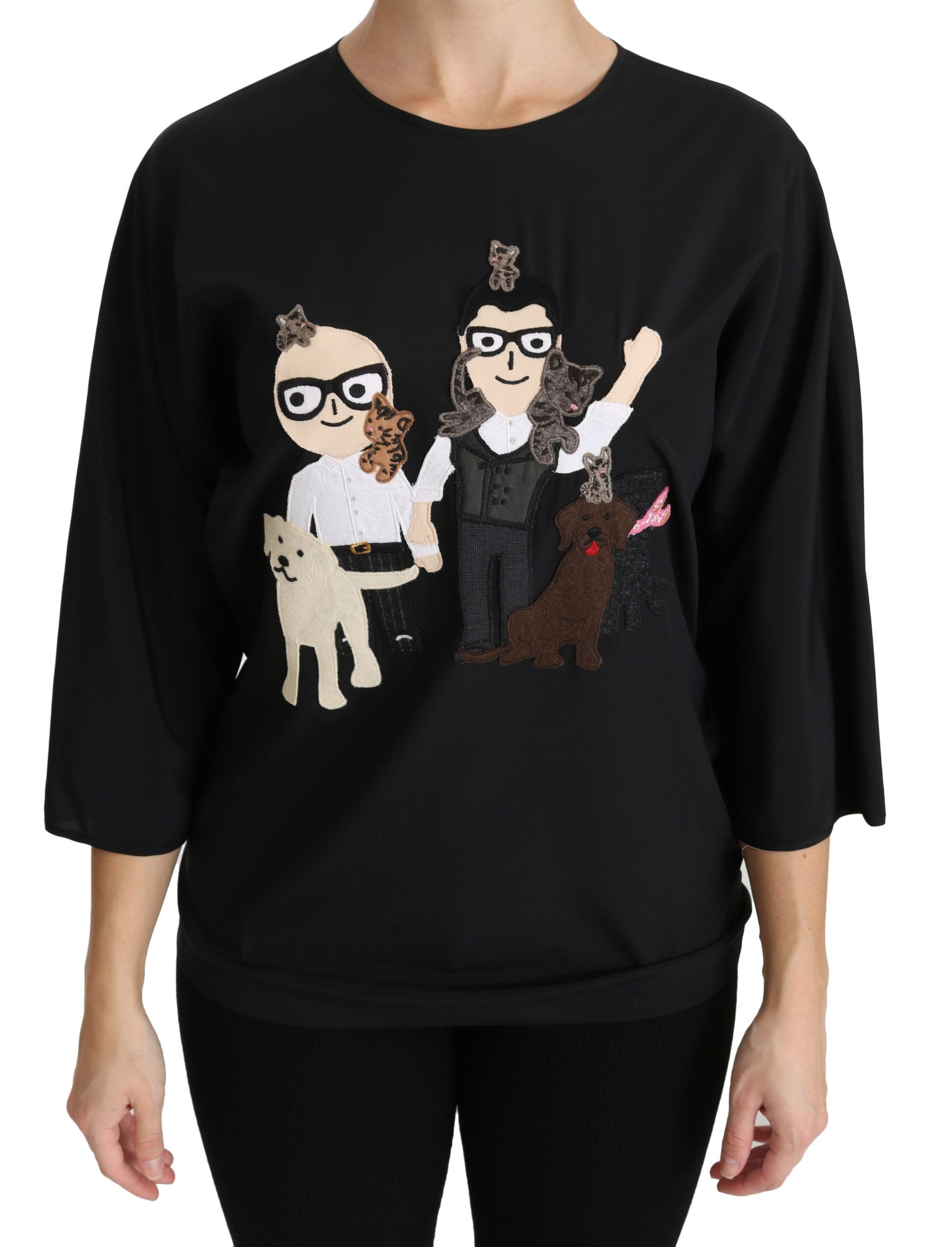 Blusa de seda negra Dolce &amp; Gabbana #dgfamily