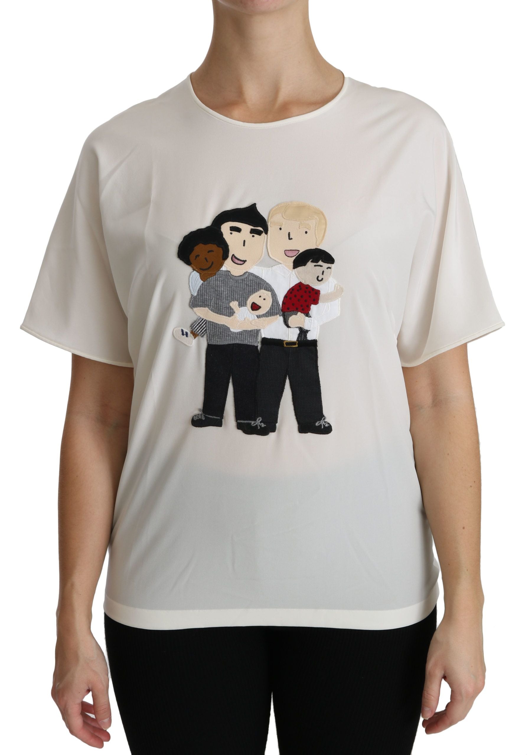 Blusa de manga corta con parche #dgfamily de Dolce &amp; Gabbana en blanco