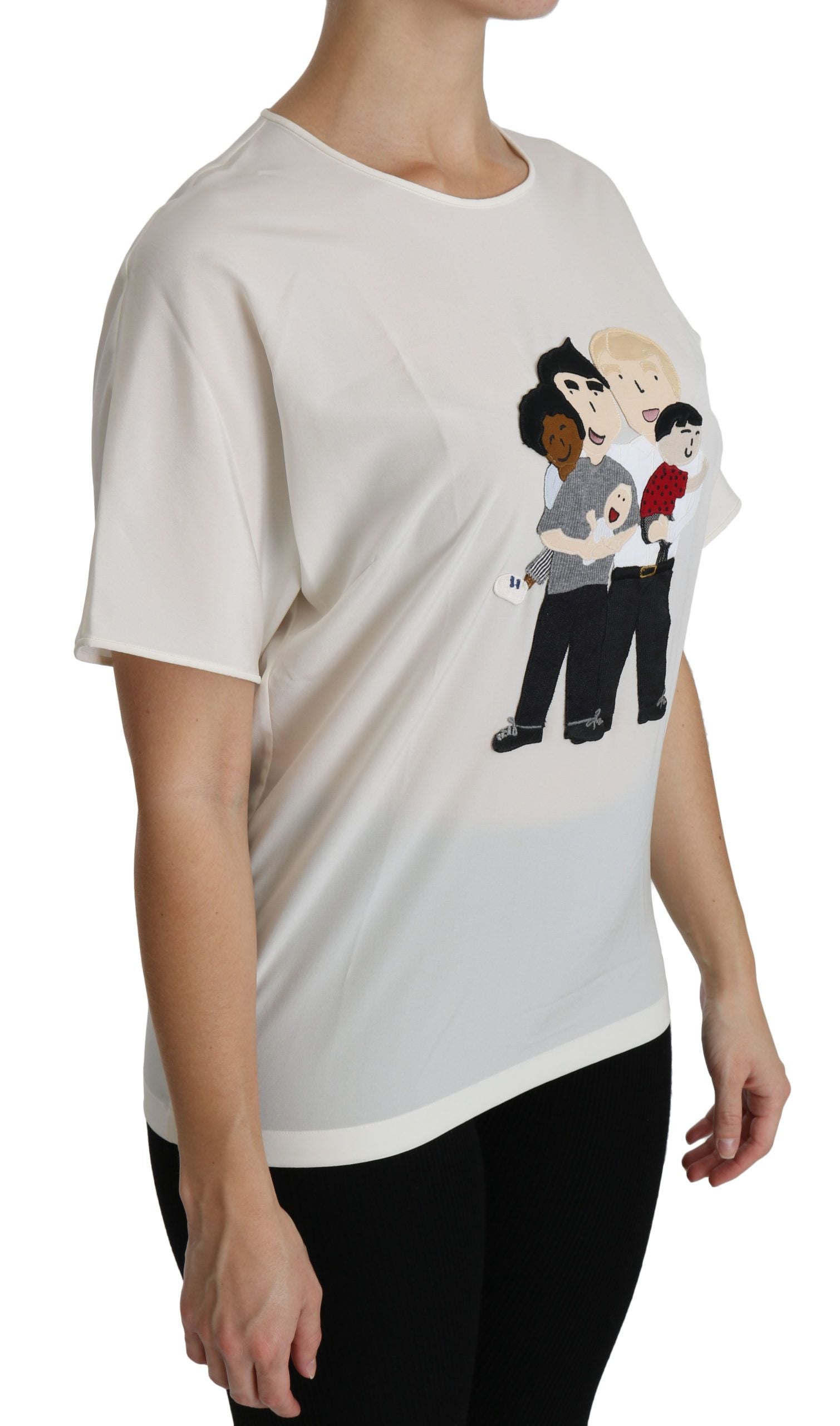 Blusa de manga corta con parche #dgfamily de Dolce &amp; Gabbana en blanco