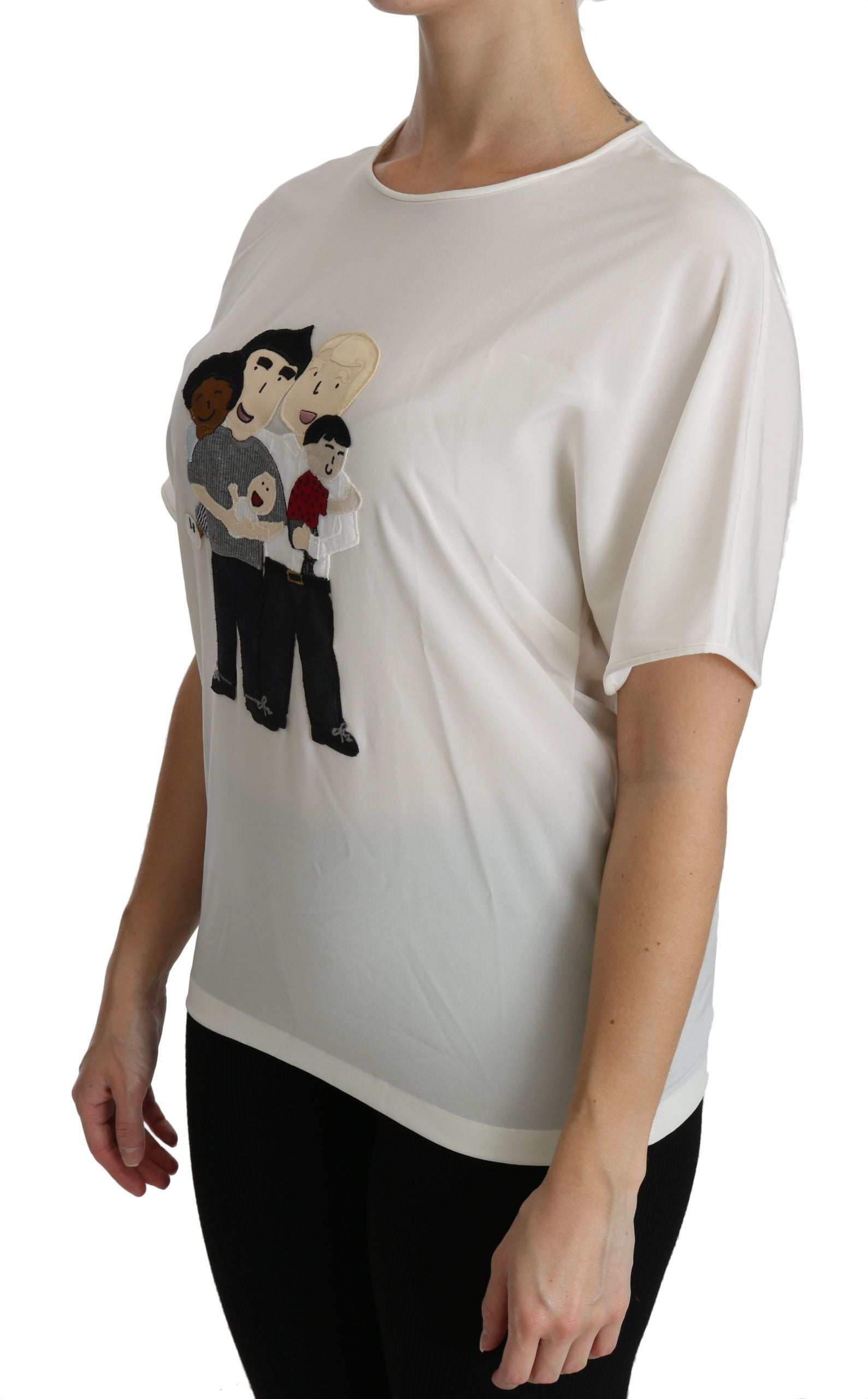 Blusa de manga corta con parche #dgfamily de Dolce &amp; Gabbana en blanco
