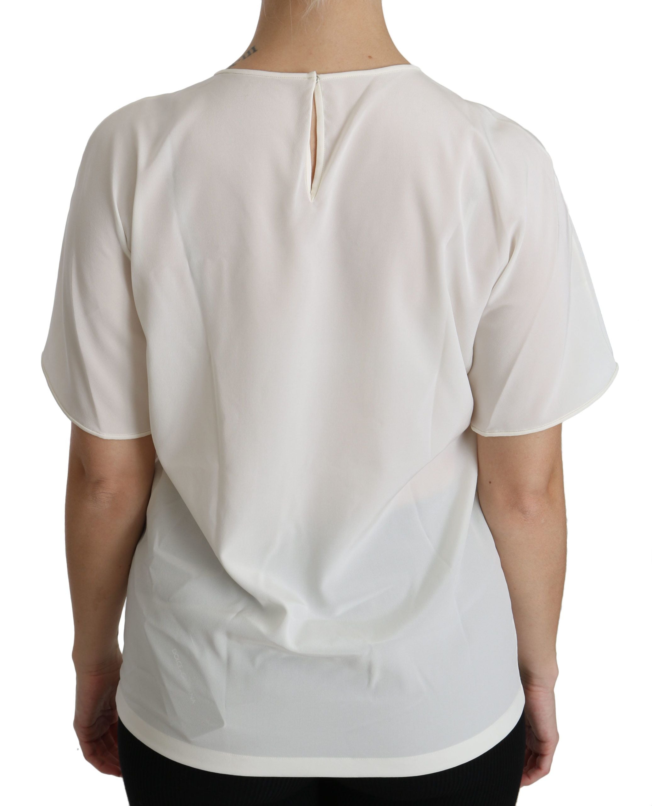 Blusa de manga corta con parche #dgfamily de Dolce &amp; Gabbana en blanco