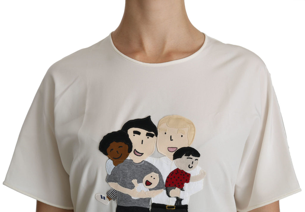 Blusa de manga corta con parche #dgfamily de Dolce &amp; Gabbana en blanco