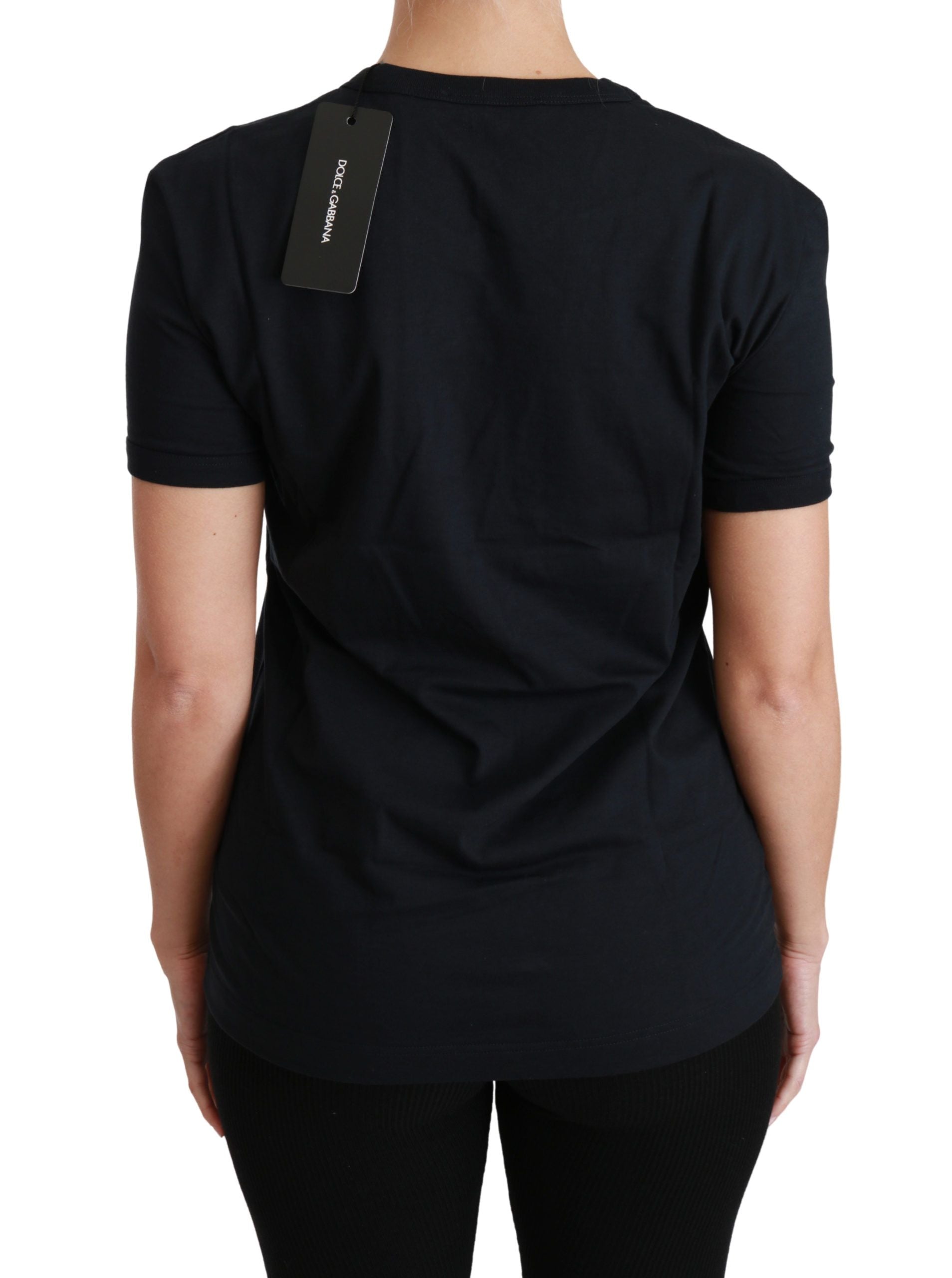 Camiseta de algodón con cuello redondo y parche Amore azul de Dolce &amp; Gabbana