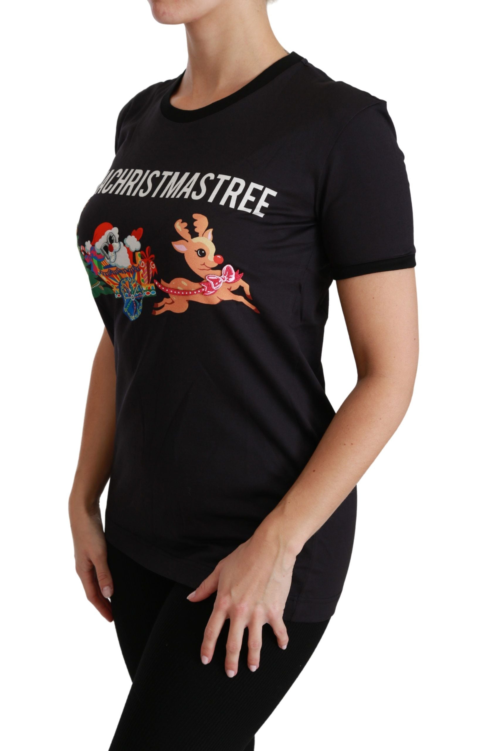 Camiseta negra con cuello redondo #ImAChristmasTree de Dolce &amp; Gabbana