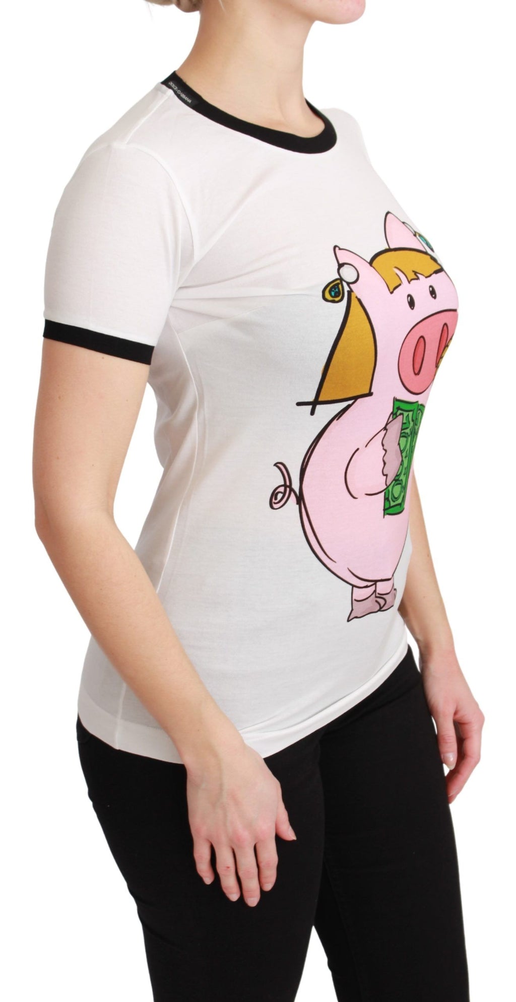 Camiseta blanca de algodón YEAR OF THE PIG de Dolce &amp; Gabbana