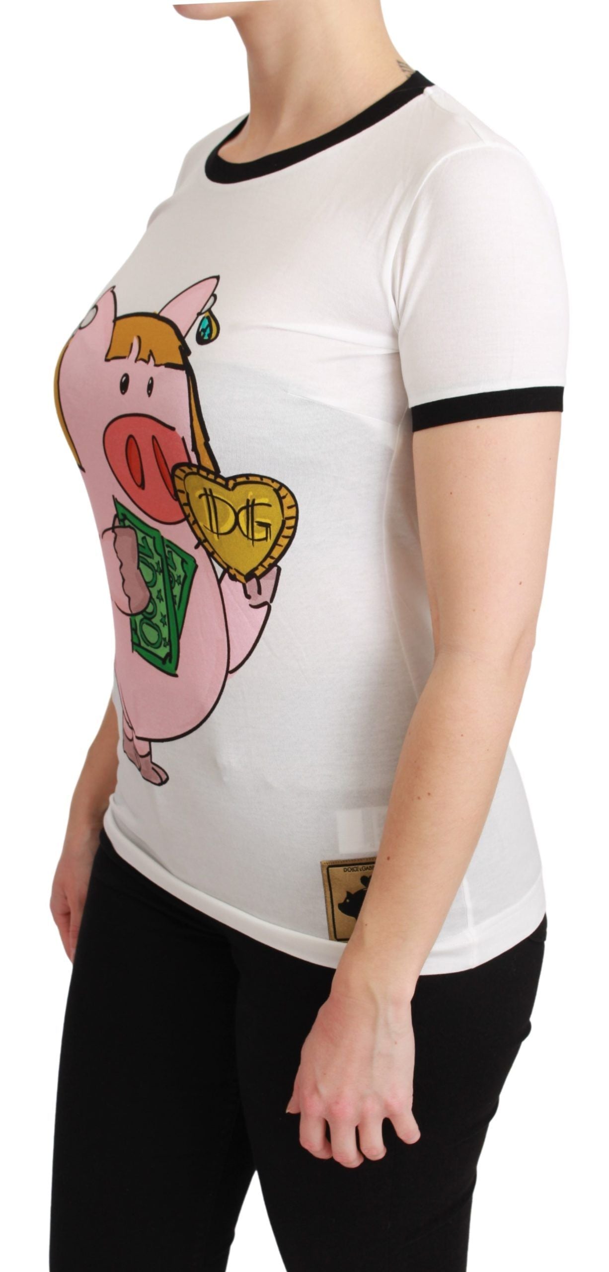 Camiseta blanca de algodón YEAR OF THE PIG de Dolce &amp; Gabbana