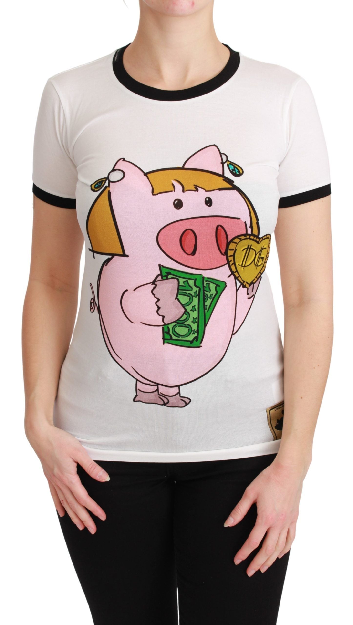 Camiseta blanca de algodón YEAR OF THE PIG de Dolce &amp; Gabbana