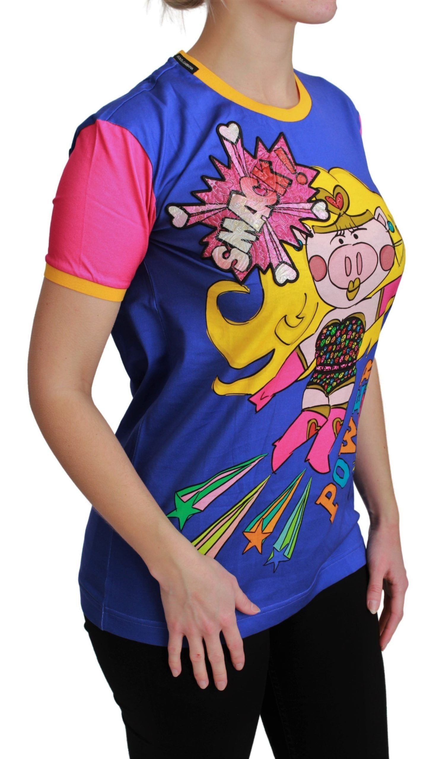 Camiseta de algodón con estampado de cerdito morado de Dolce &amp; Gabbana