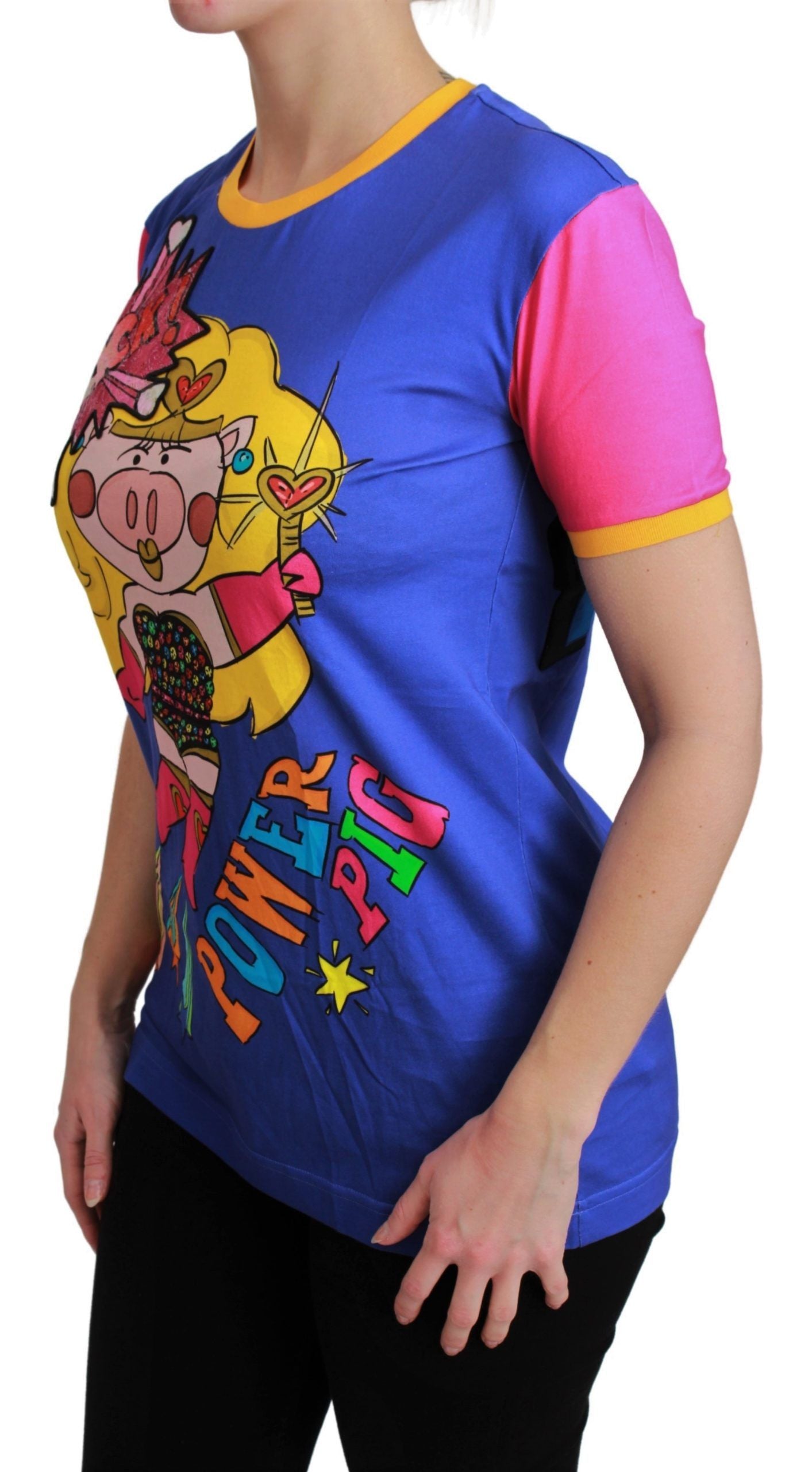 Camiseta de algodón con estampado de cerdito morado de Dolce &amp; Gabbana
