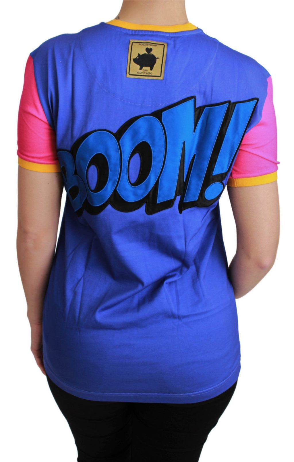 Camiseta de algodón con estampado de cerdito morado de Dolce &amp; Gabbana