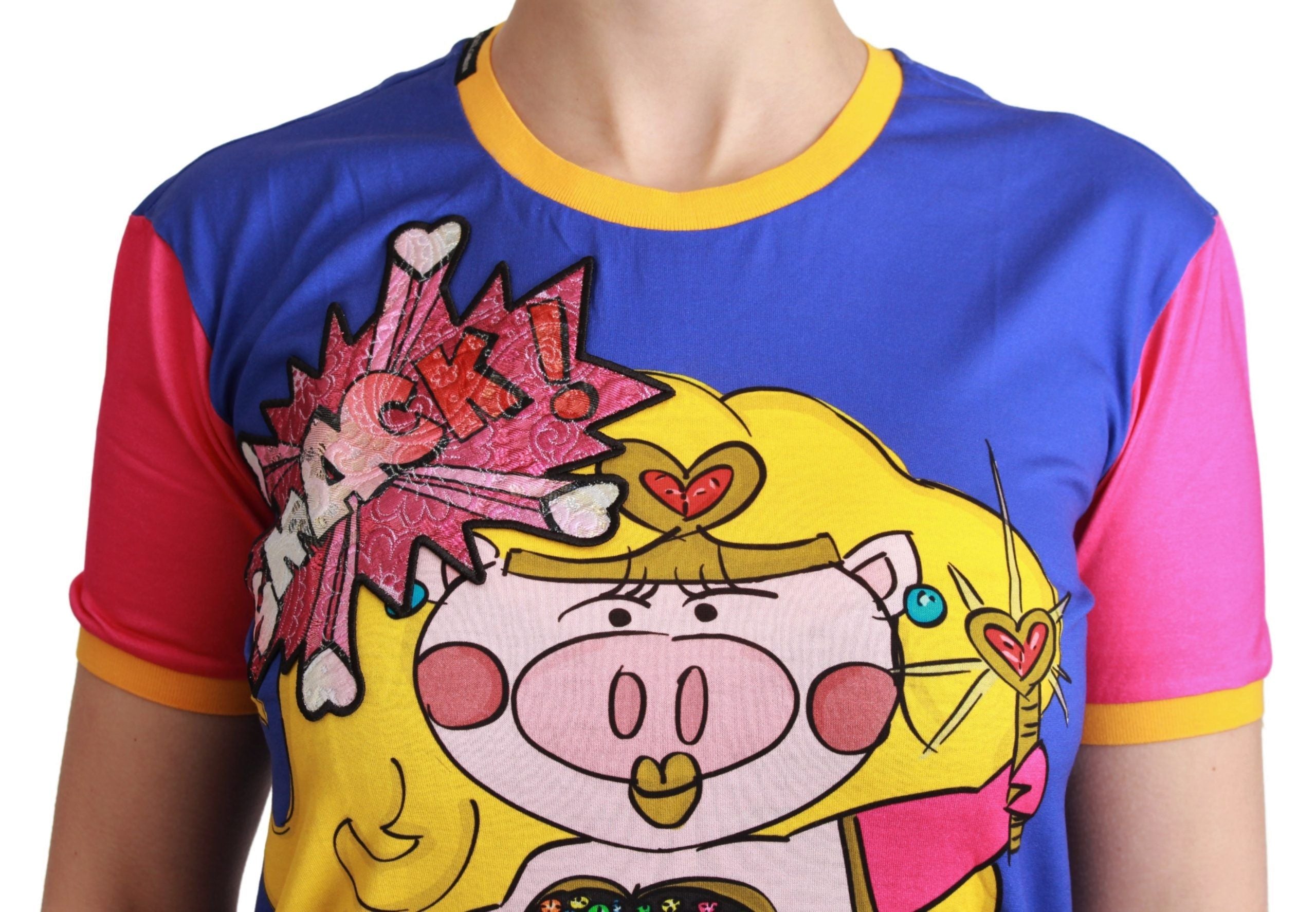Camiseta de algodón con estampado de cerdito morado de Dolce &amp; Gabbana