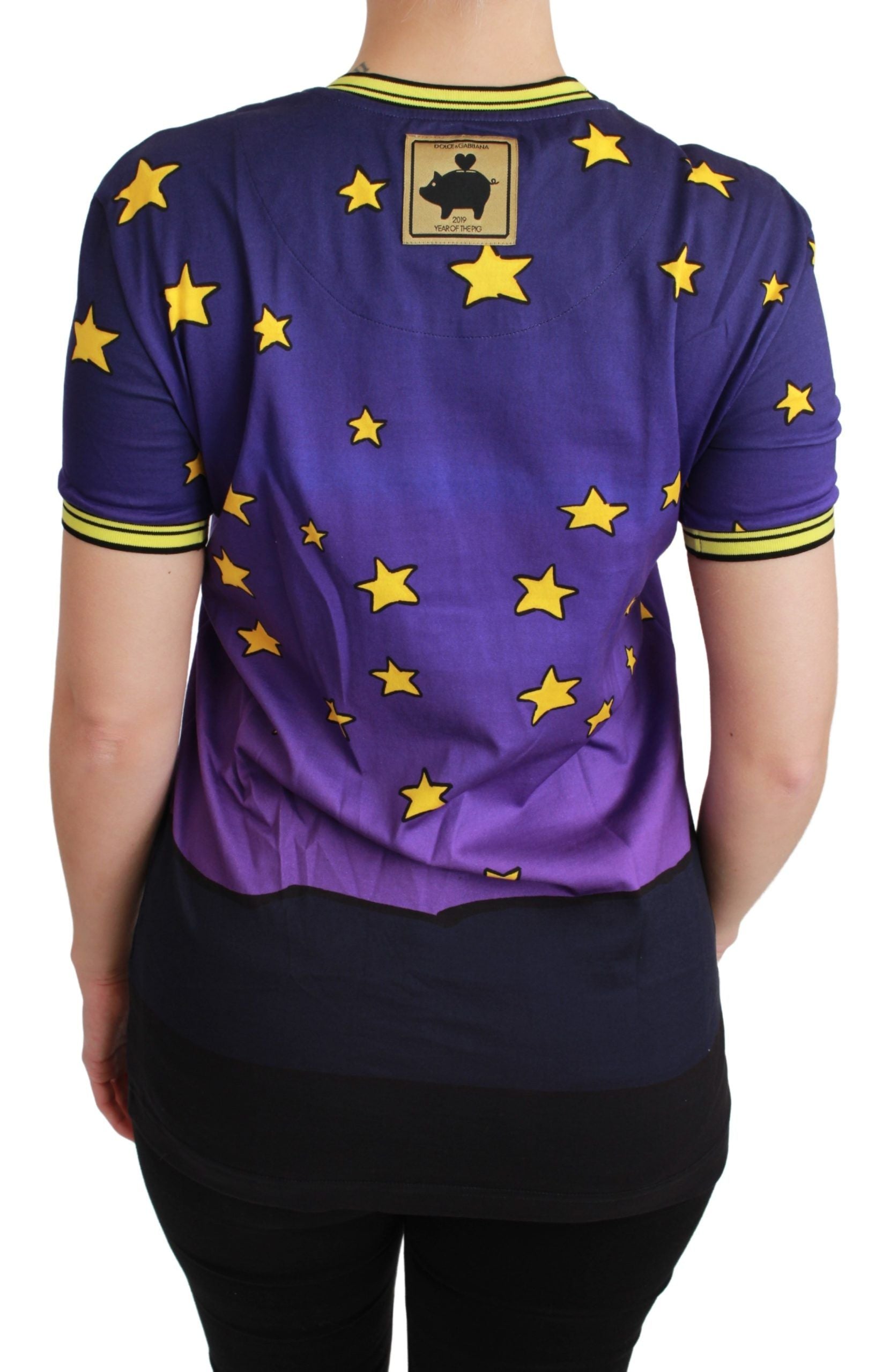 Camiseta de algodón morada YEAR OF THE PIG de Dolce &amp; Gabbana