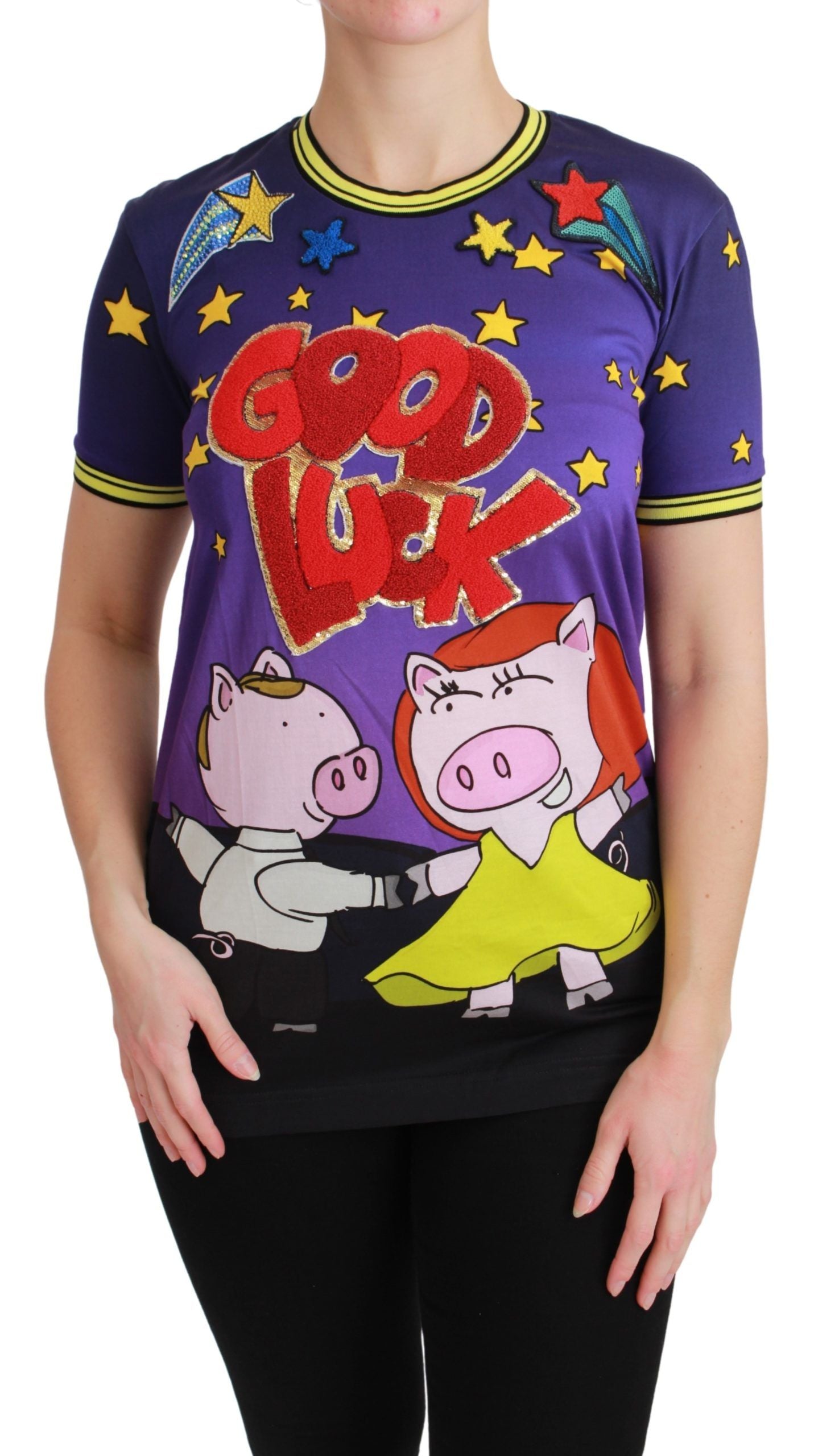 Camiseta de algodón morada YEAR OF THE PIG de Dolce &amp; Gabbana