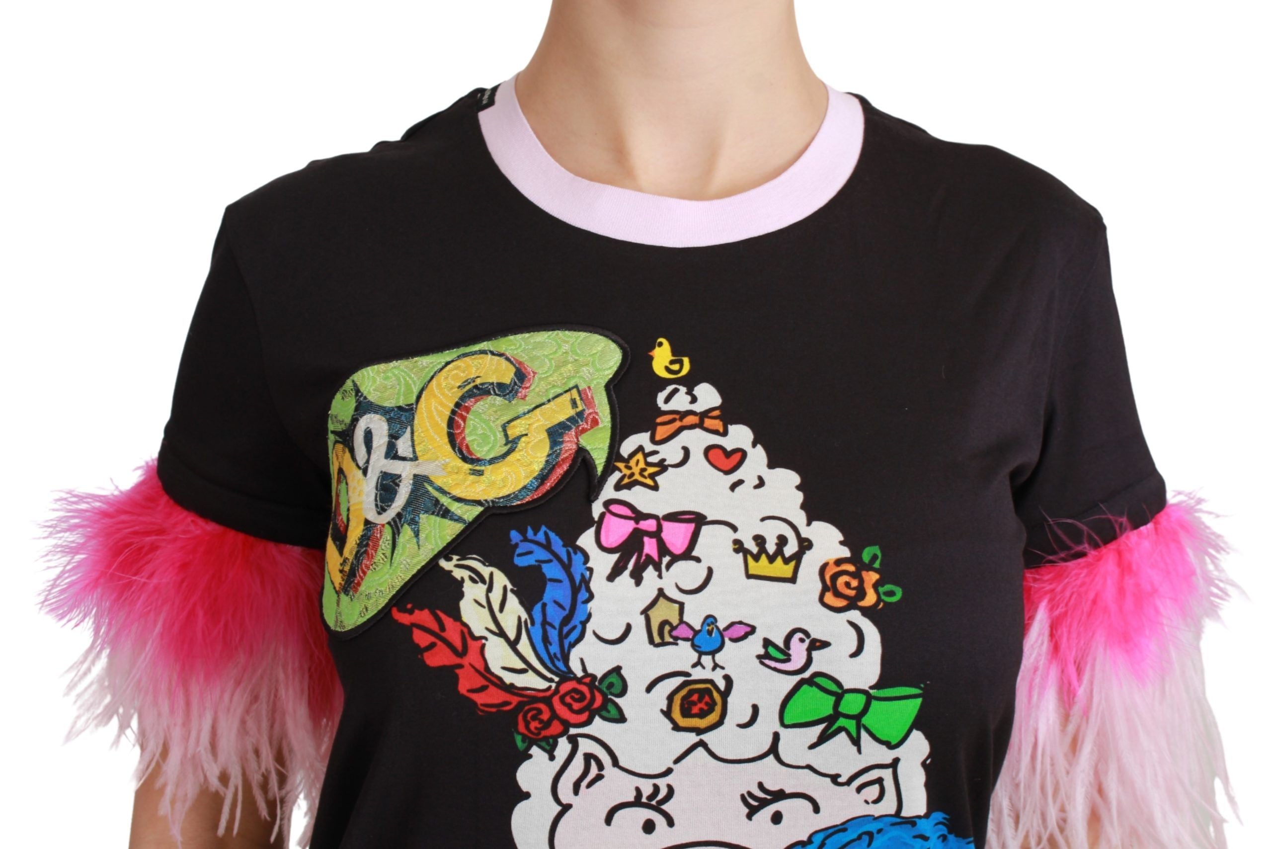 Camiseta de algodón negra YEAR OF THE PIG de Dolce &amp; Gabbana