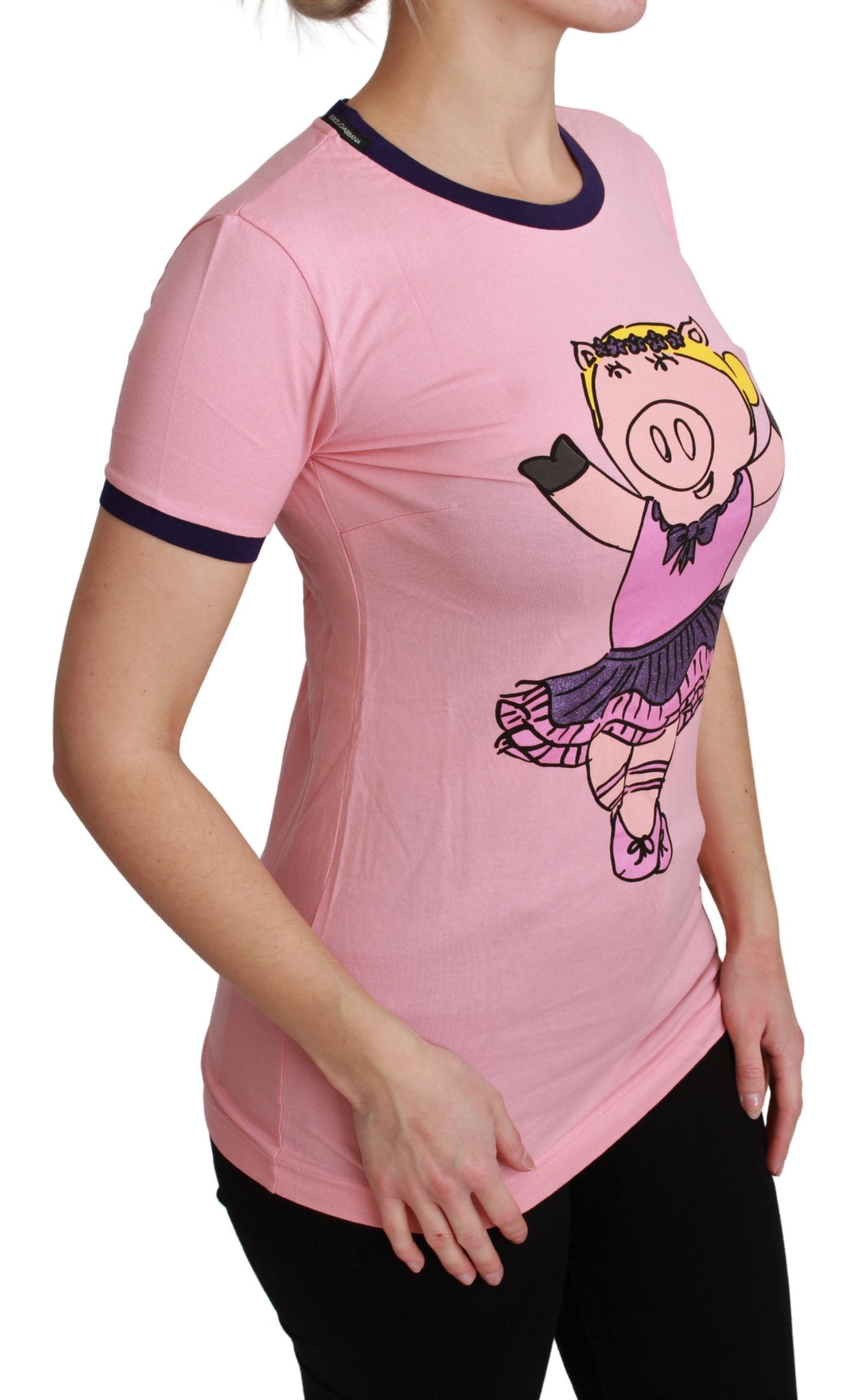 Camiseta de algodón rosa YEAR OF THE PIG de Dolce &amp; Gabbana