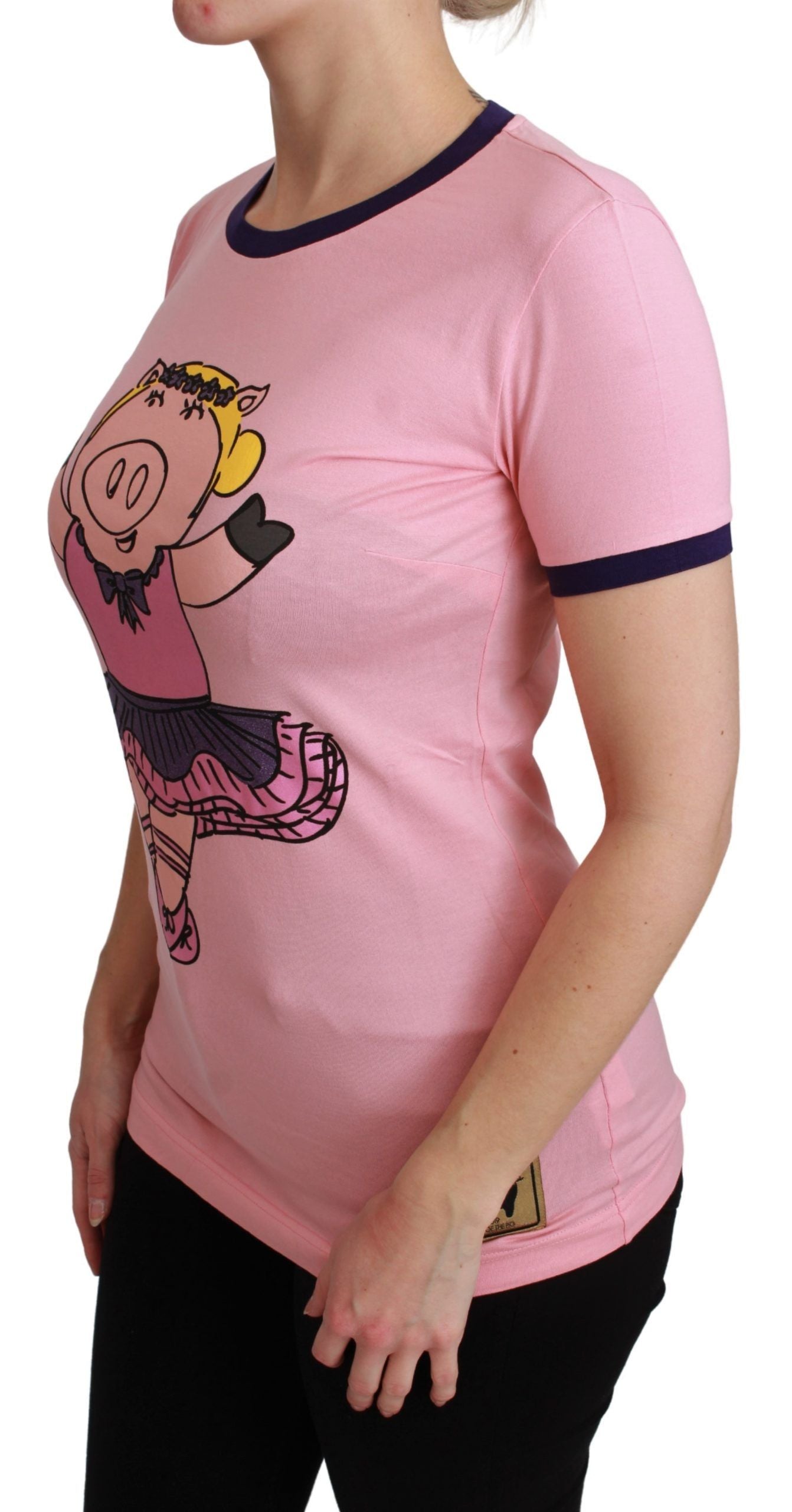 Camiseta de algodón rosa YEAR OF THE PIG de Dolce &amp; Gabbana