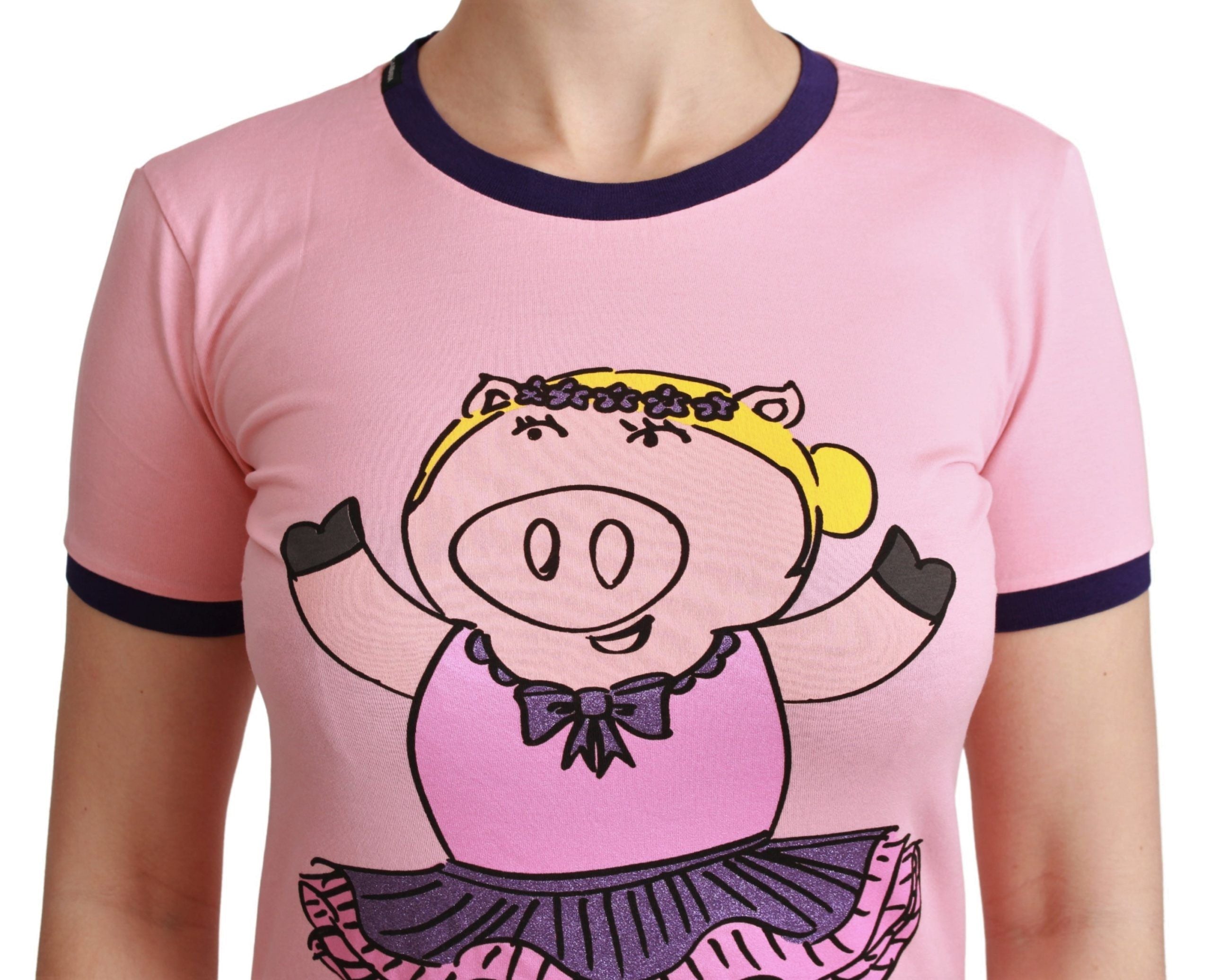 Camiseta de algodón rosa YEAR OF THE PIG de Dolce &amp; Gabbana