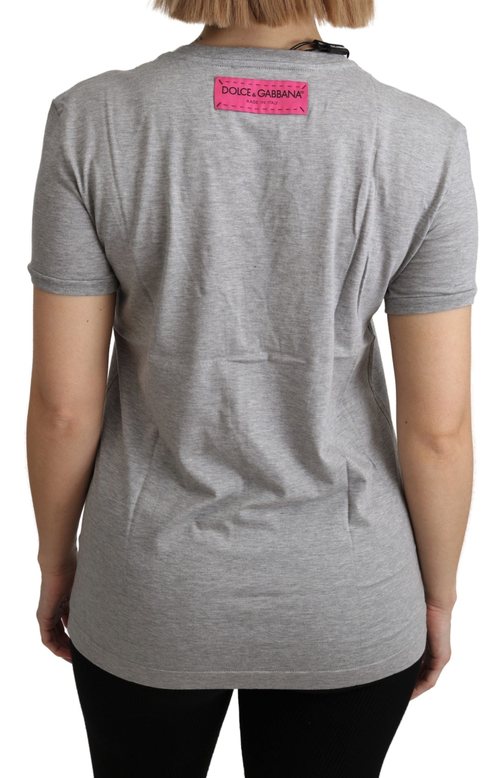 Dolce &amp; Gabbana Camiseta gris de algodón Amore e Bellezza Top