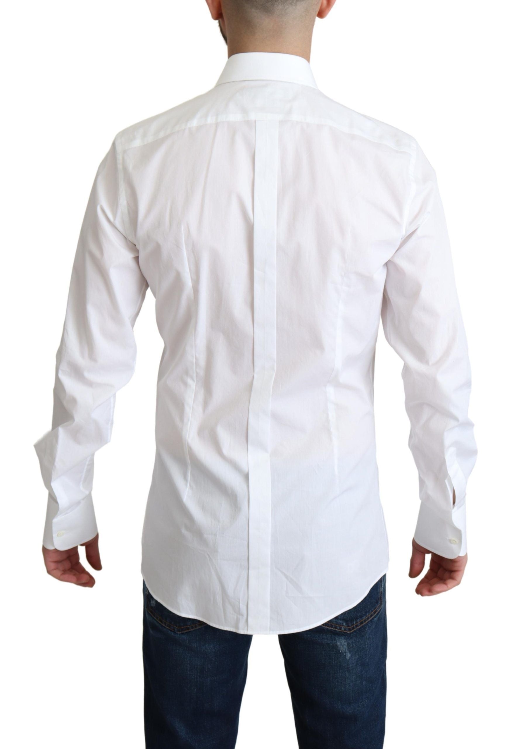 Camisa formal Dolce &amp; Gabbana de popelina de algodón con pechera blanca para hombre