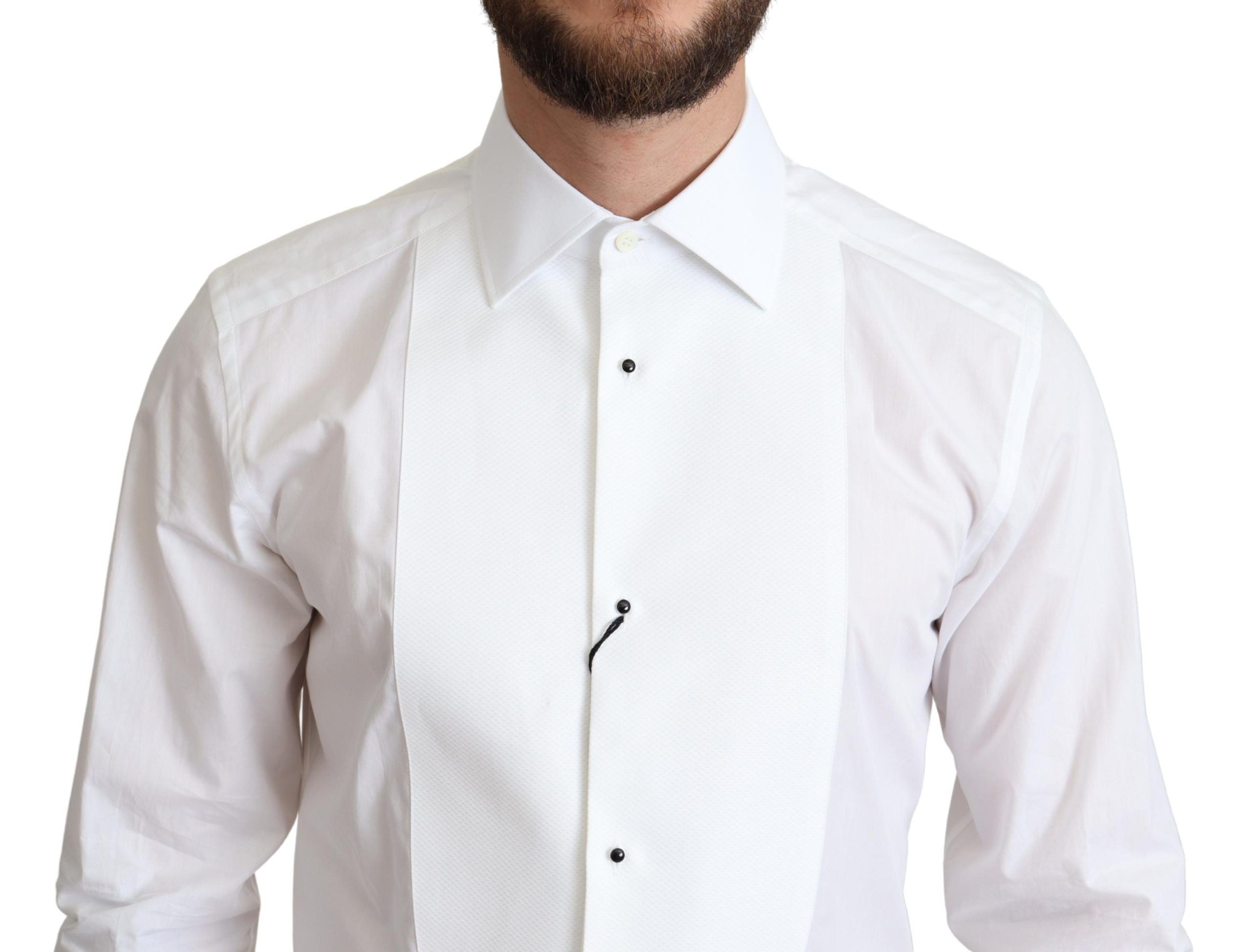 Camisa formal Dolce &amp; Gabbana de popelina de algodón con pechera blanca para hombre