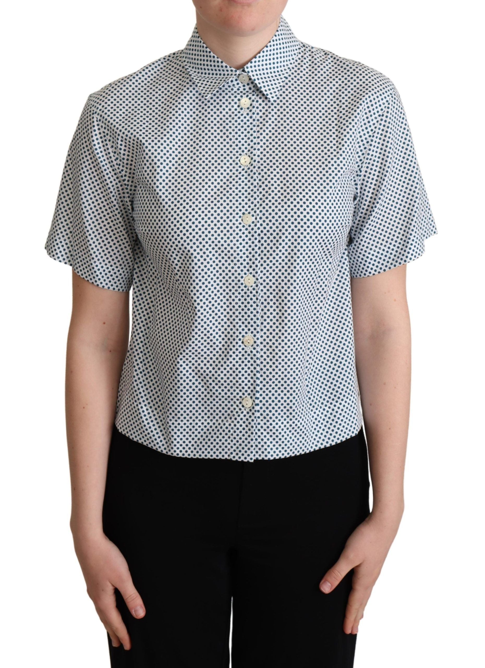 Camisa de algodón con lunares blancos y azules de Dolce &amp; Gabbana