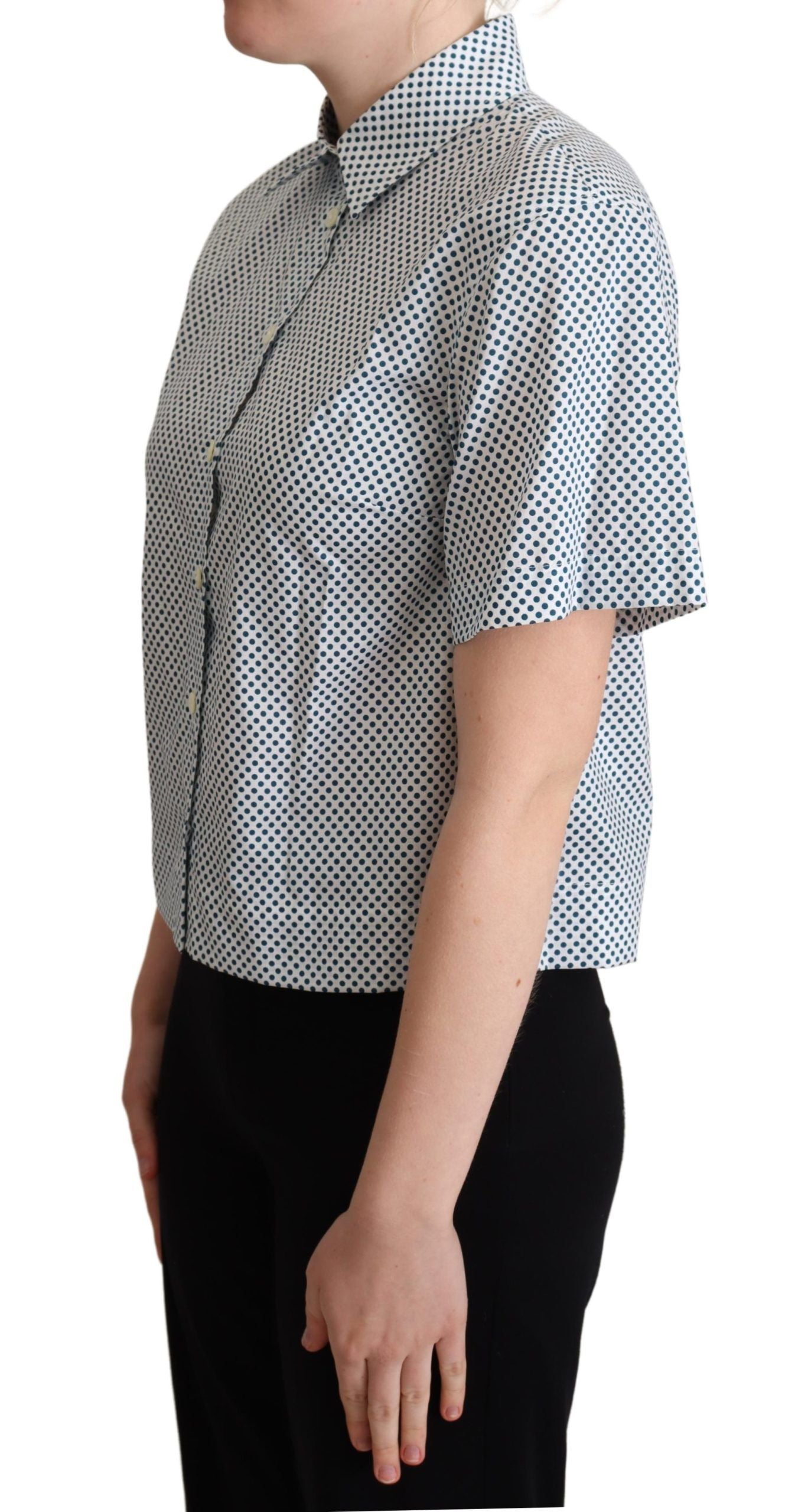 Camisa de algodón con lunares blancos y azules de Dolce &amp; Gabbana