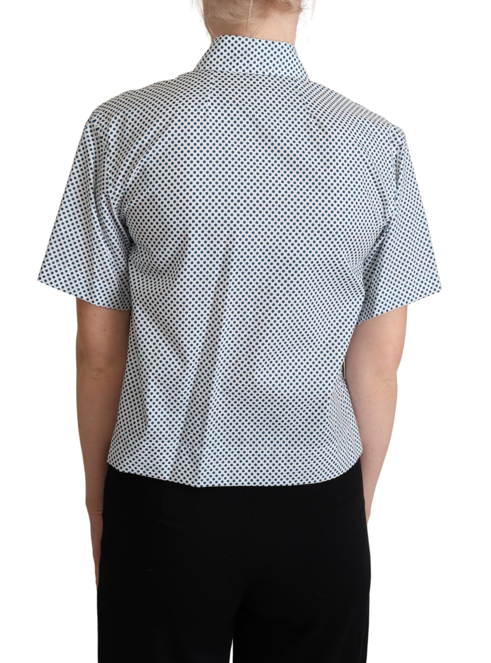 Camisa de algodón con lunares blancos y azules de Dolce &amp; Gabbana