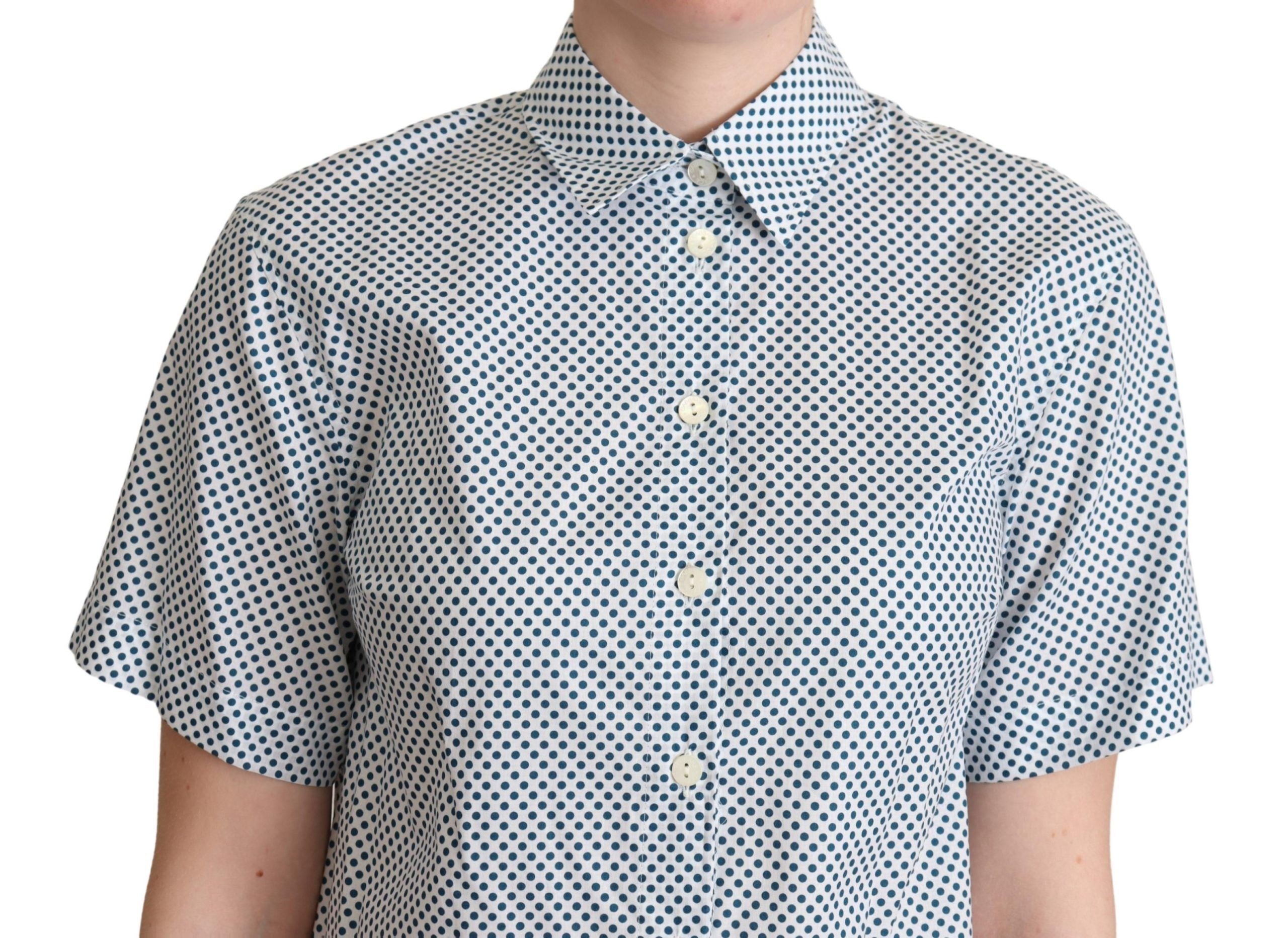Camisa de algodón con lunares blancos y azules de Dolce &amp; Gabbana