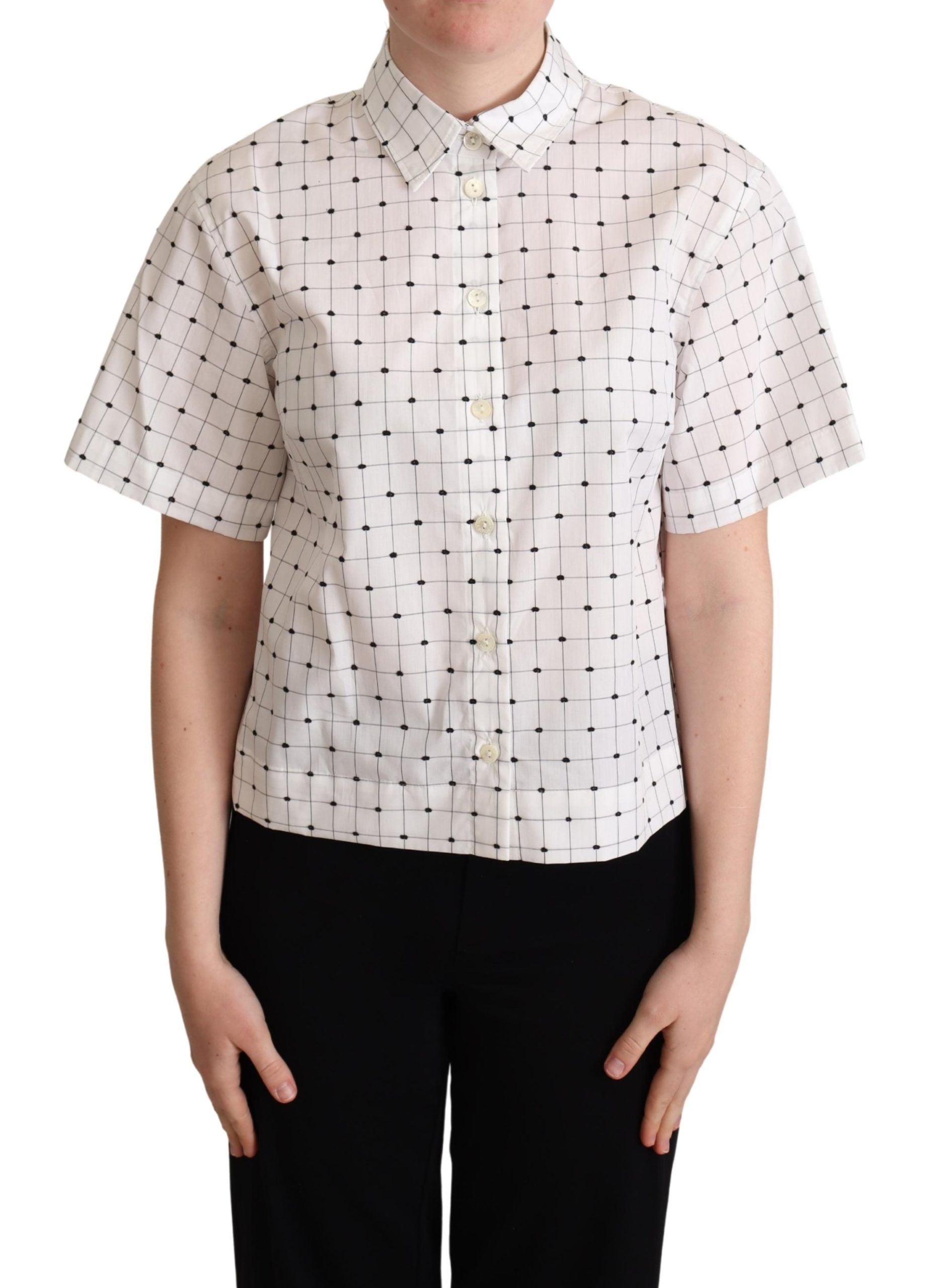 Camisa de algodón con cuello y lunares blancos de Dolce &amp; Gabbana