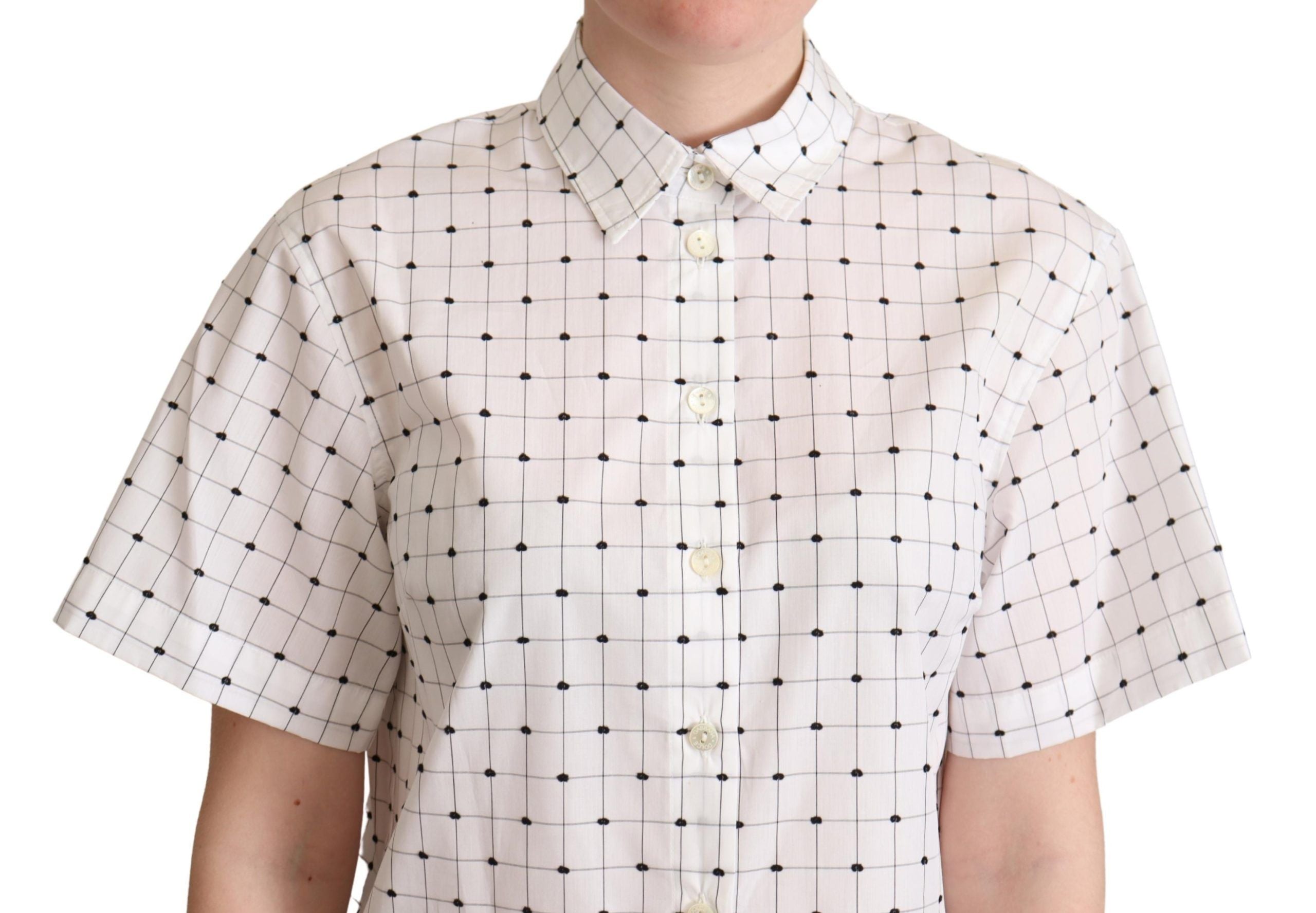 Camisa de algodón con cuello y lunares blancos de Dolce &amp; Gabbana
