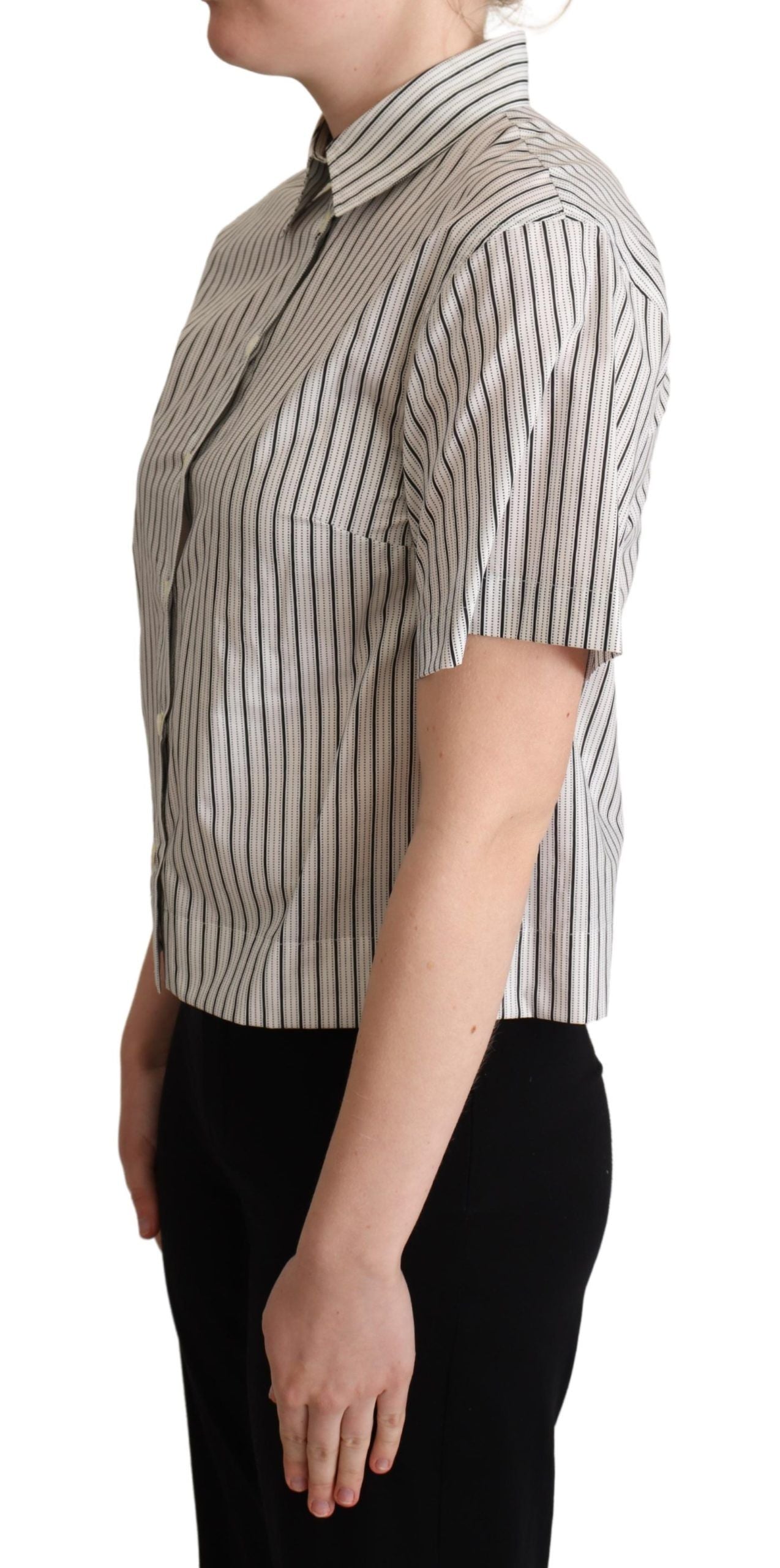 Camisa con cuello a rayas blancas y negras de Dolce &amp; Gabbana